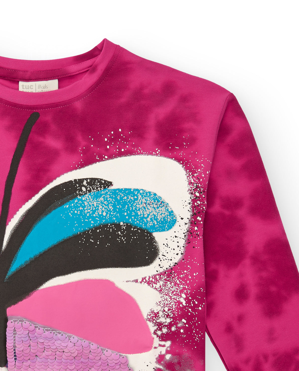 Sudadera fucsia con estampado de mariposa para niña colección