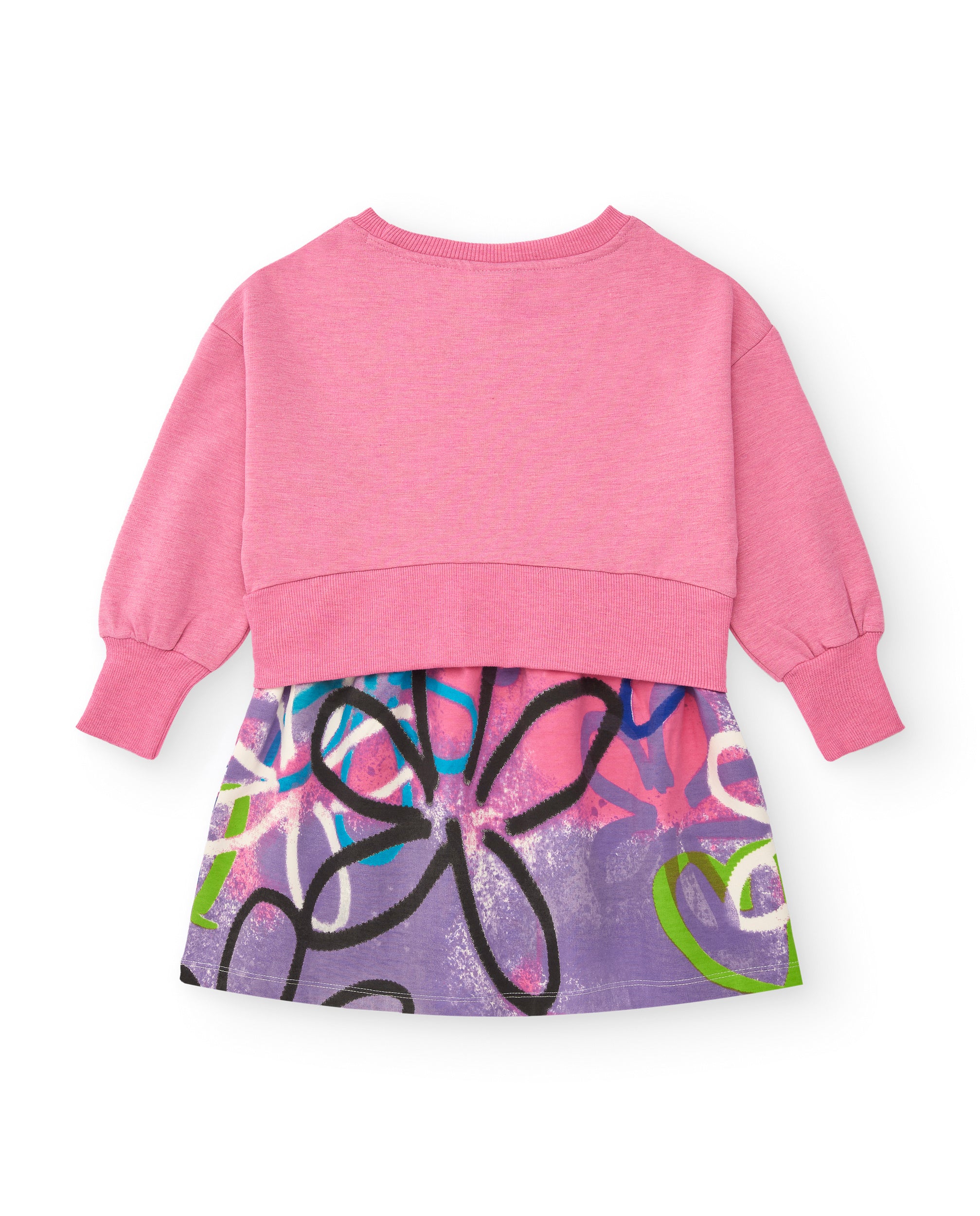 Vestido rosa con estampado grafiti para niña colección Crazy