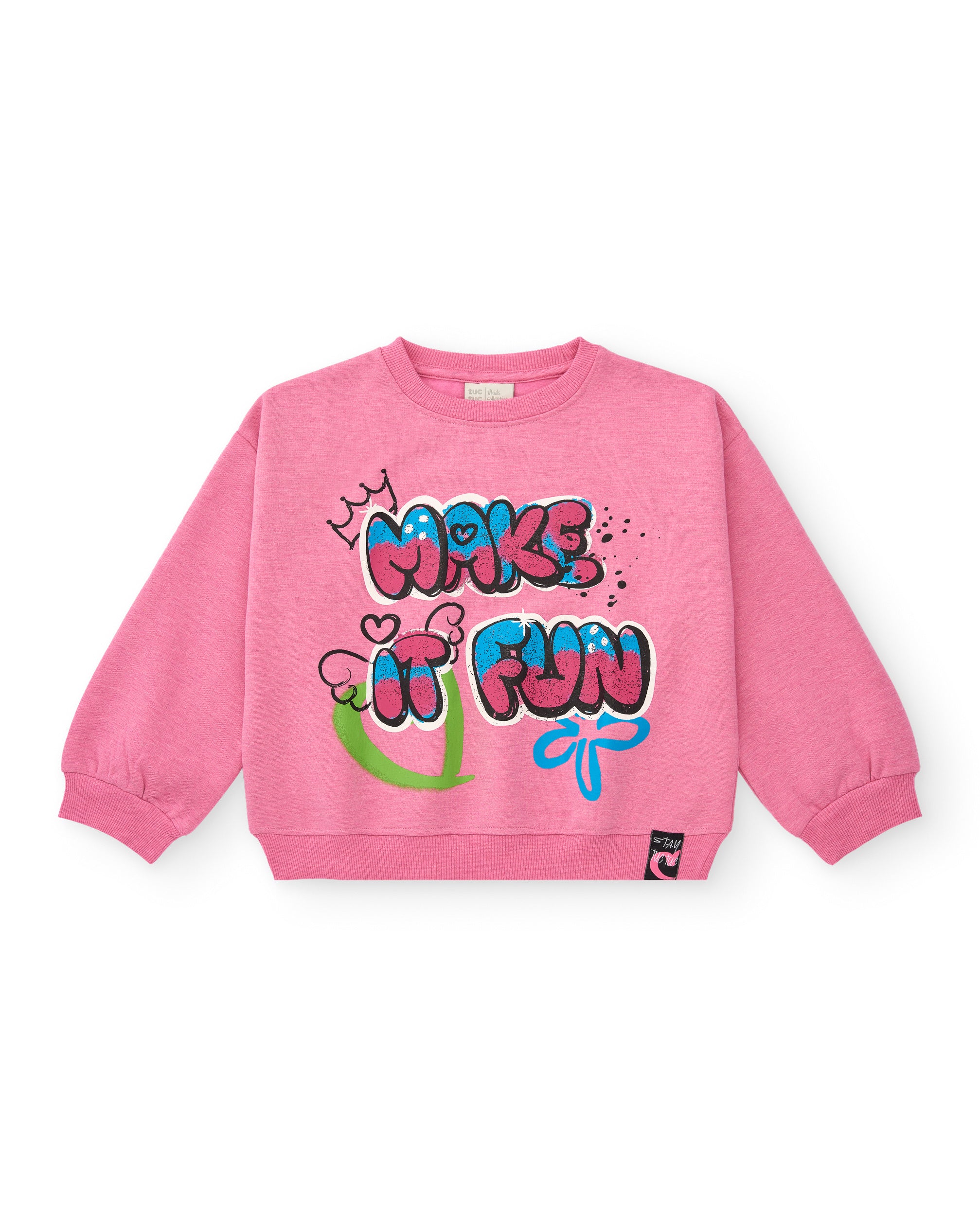 Sudadera rosa con estampado grafiti para niña colección Crazy