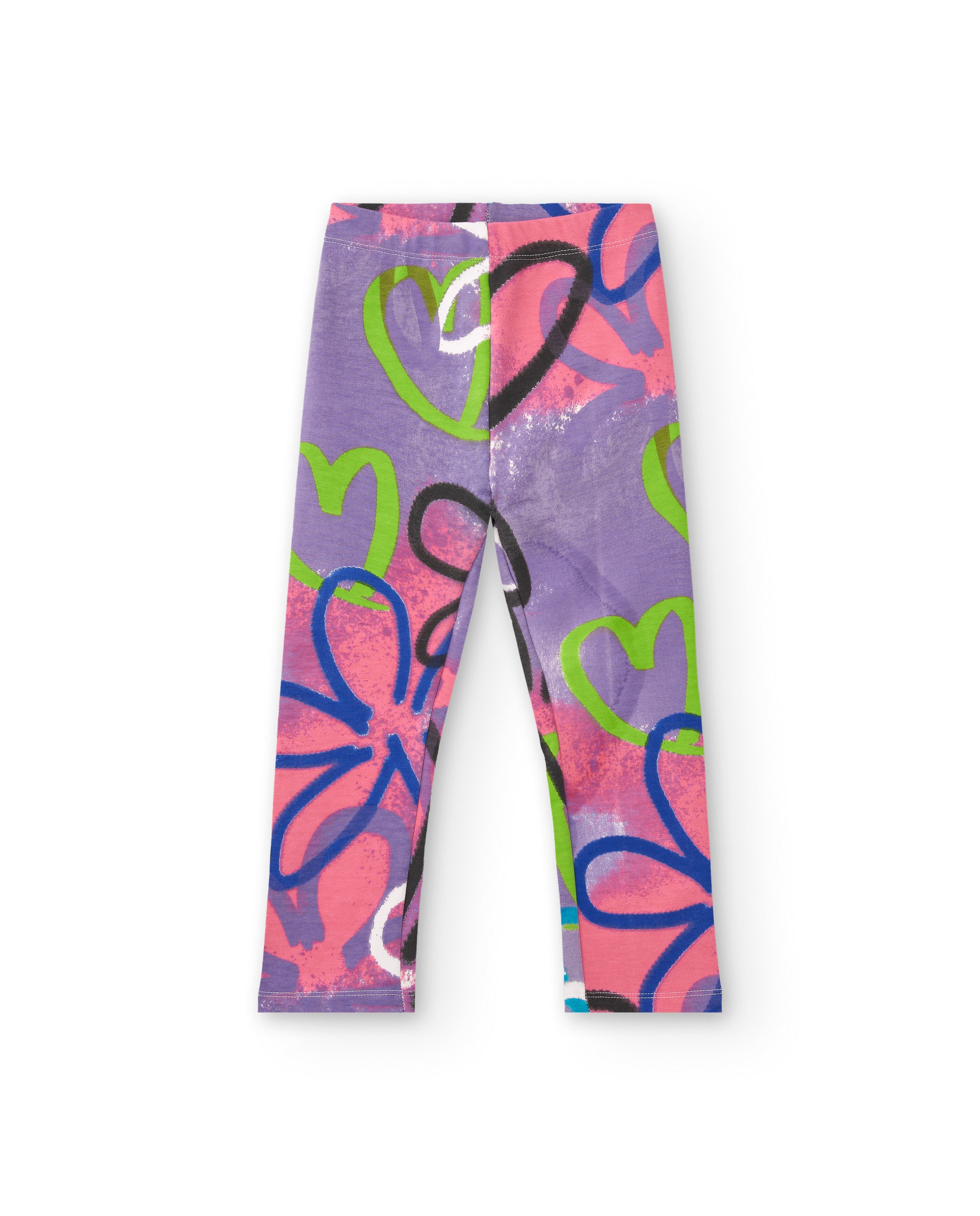 Leggings estampados con corazones y flores para niña colección
