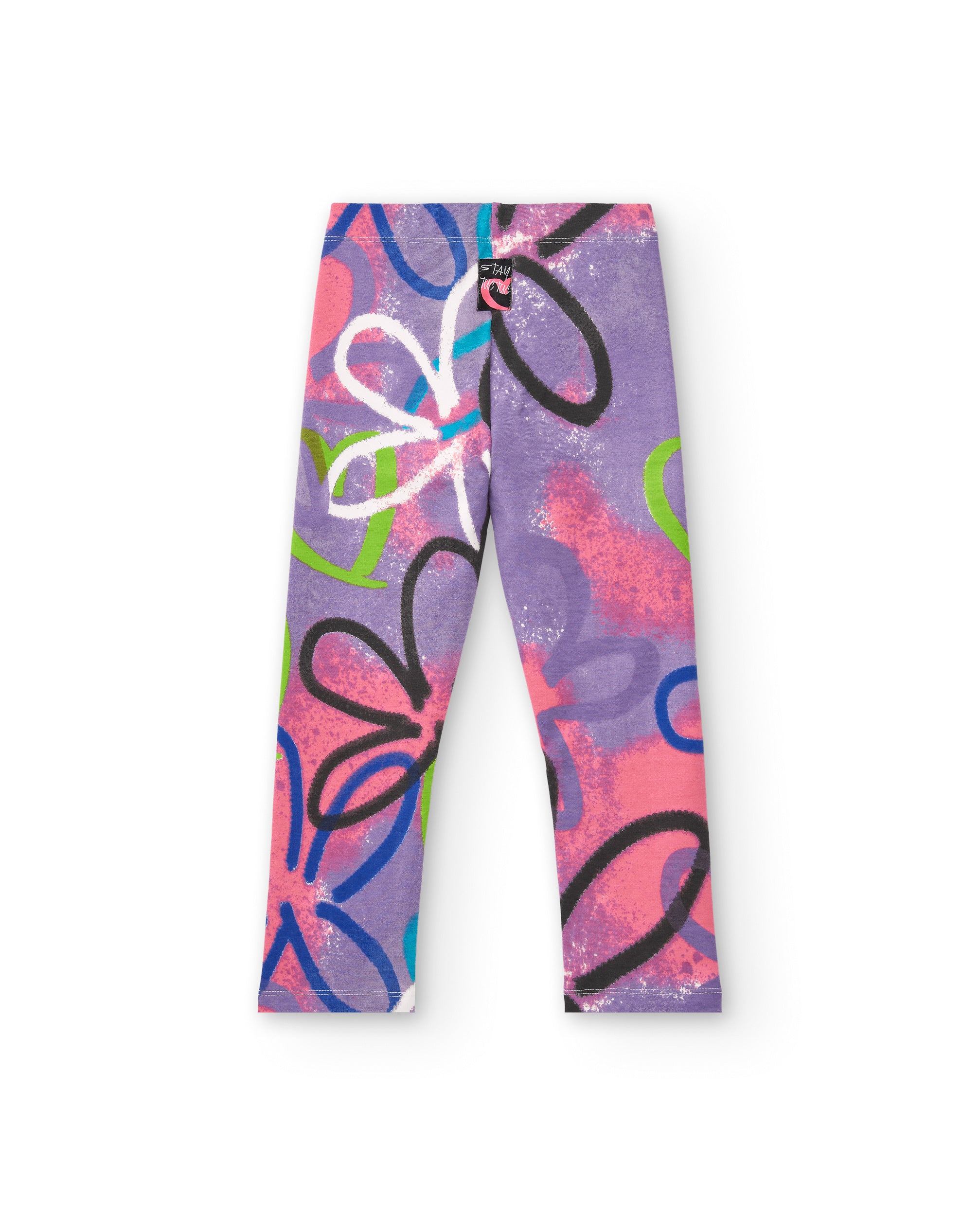 Leggings estampados con corazones y flores para niña colección