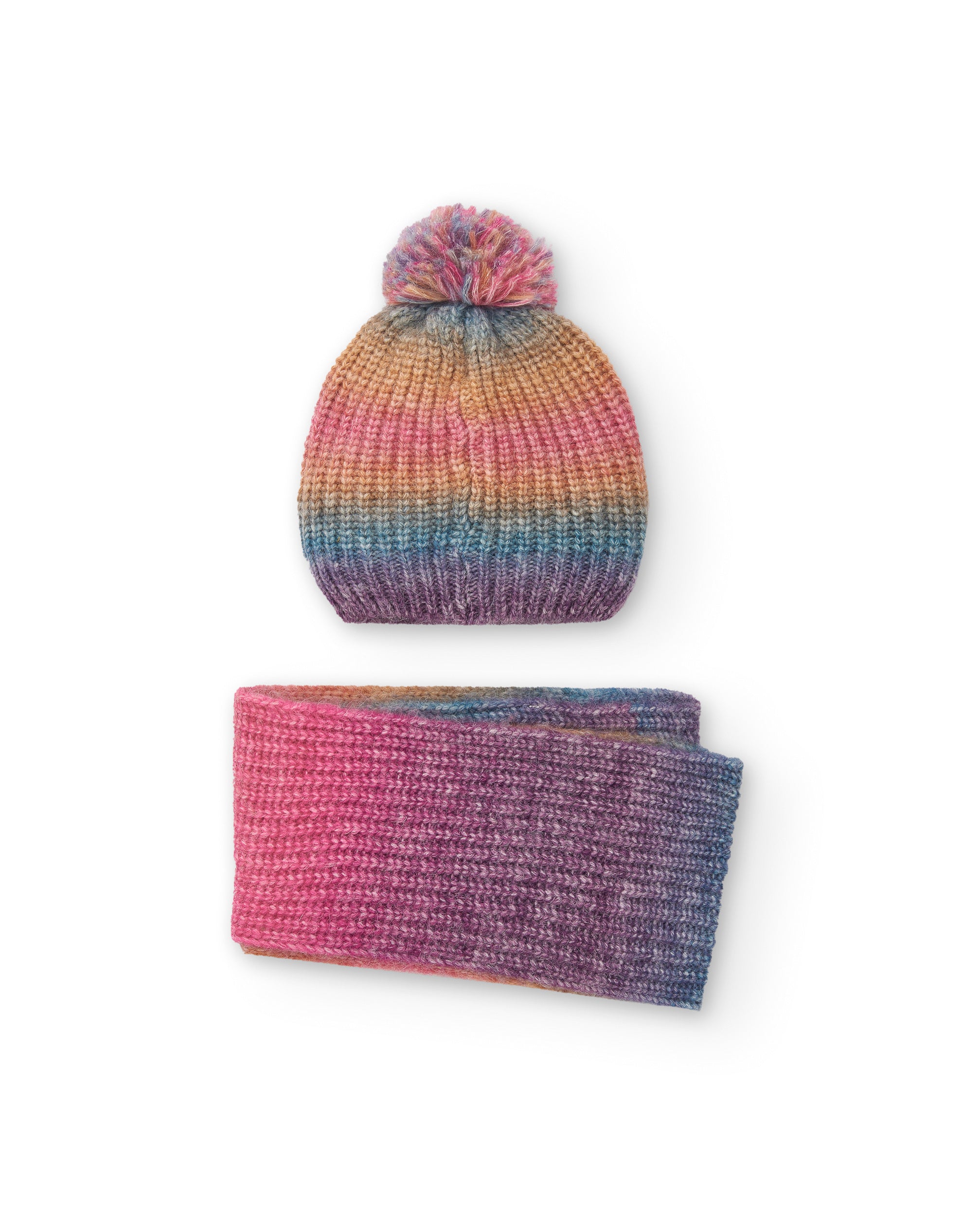 Set de gorro y bufanda degradados para niña colección Colorfield