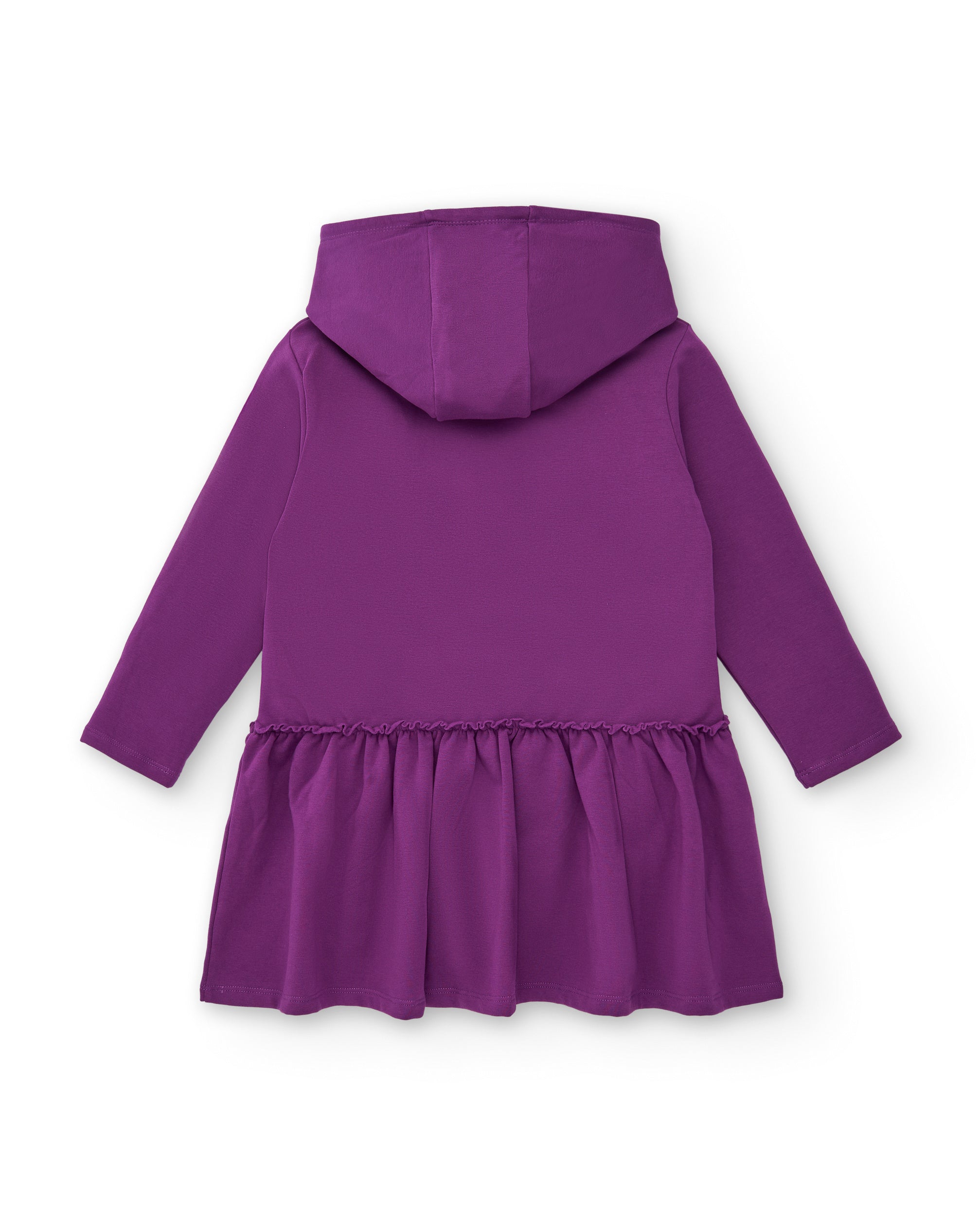 Vestido morado con capucha y aplicación de lentejuelas para