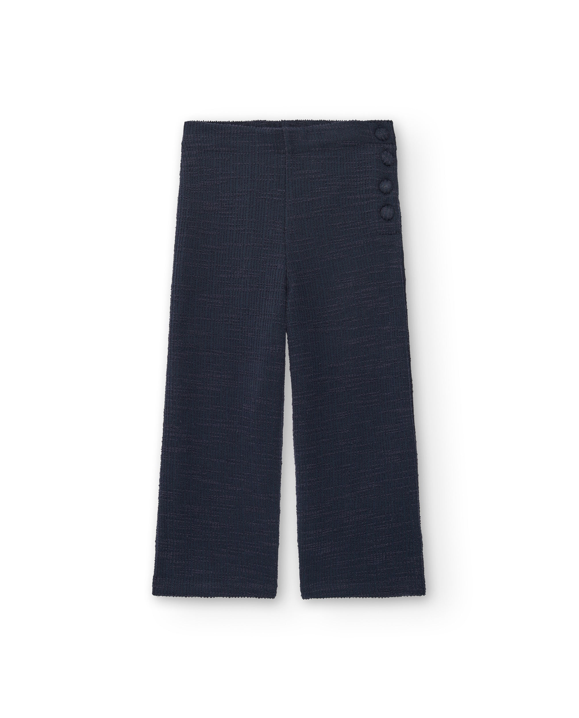 Pantalón plana azul marino con botones para niña colección