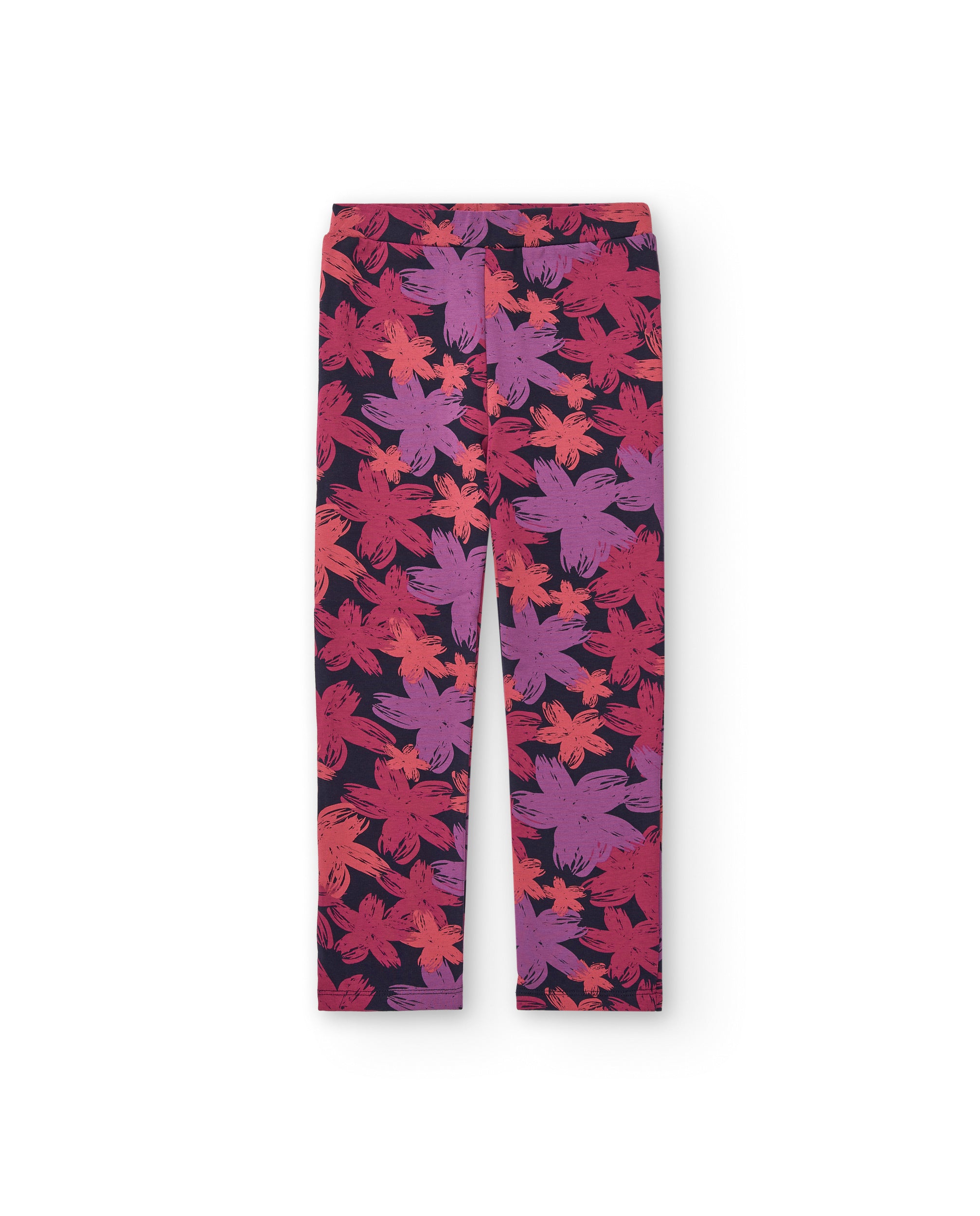 Leggings con estampado floral en tonos rosas y púrpuras para