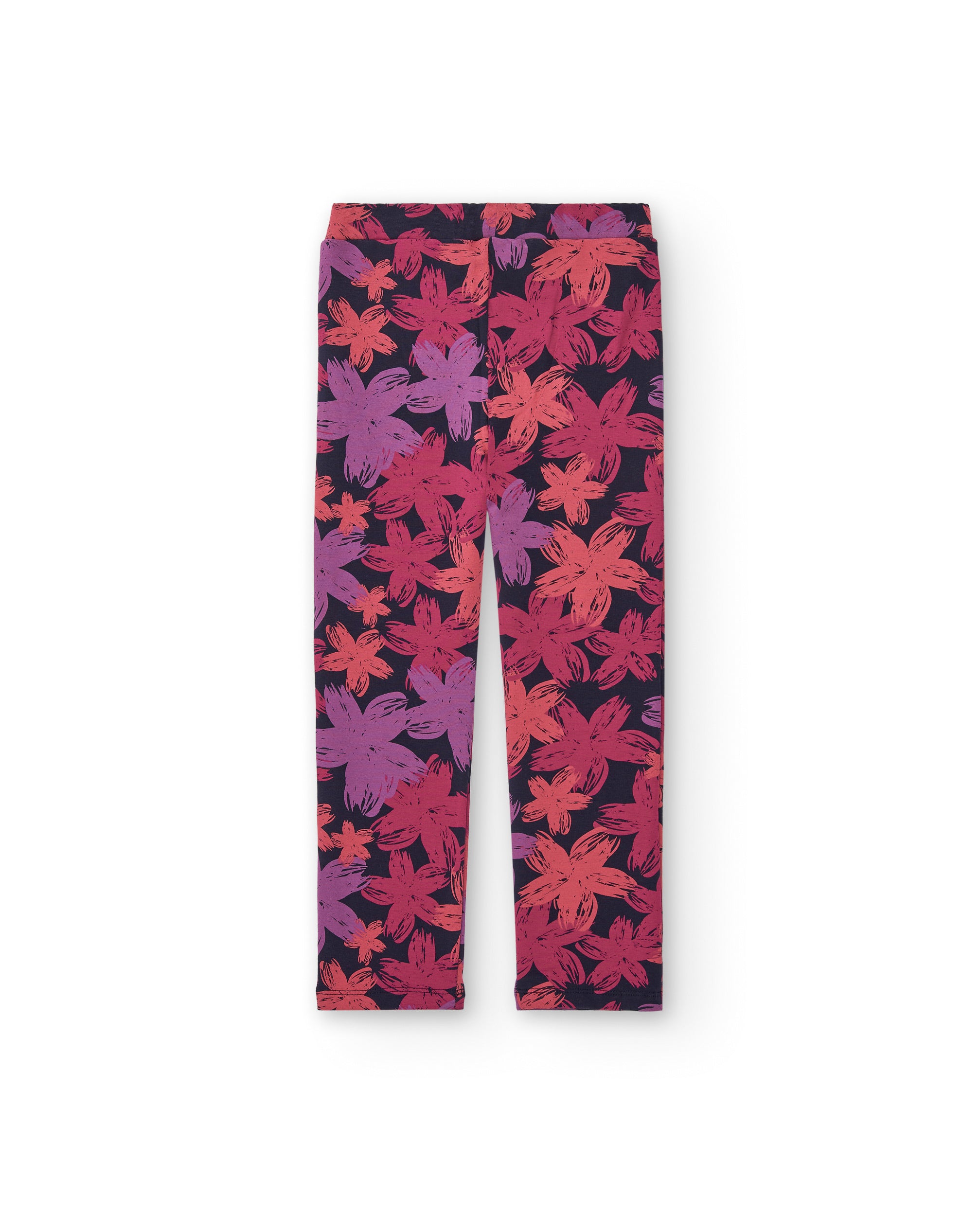 Leggings con estampado floral en tonos rosas y púrpuras para