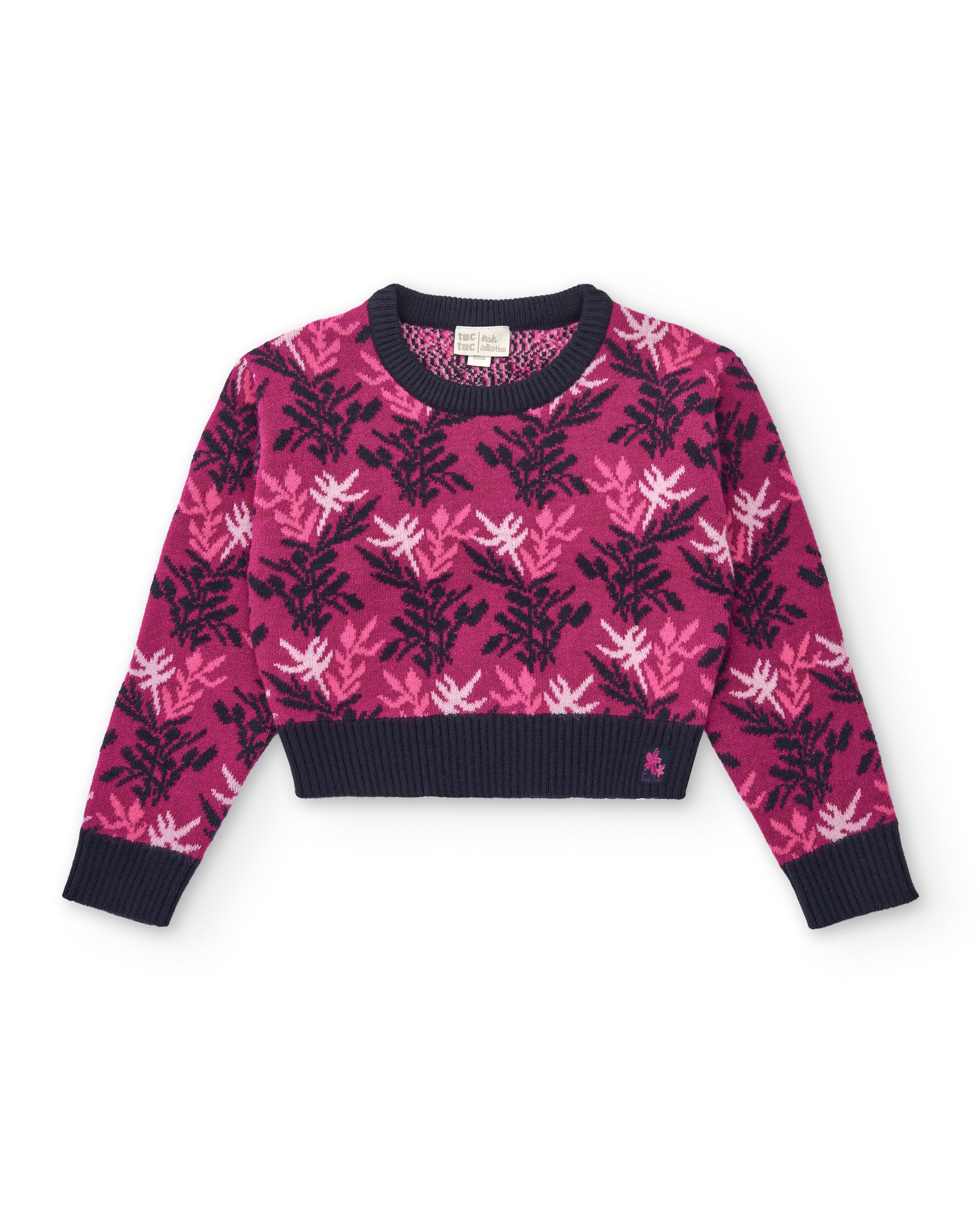 Jersey corto con estampado jacquard para niña colección
