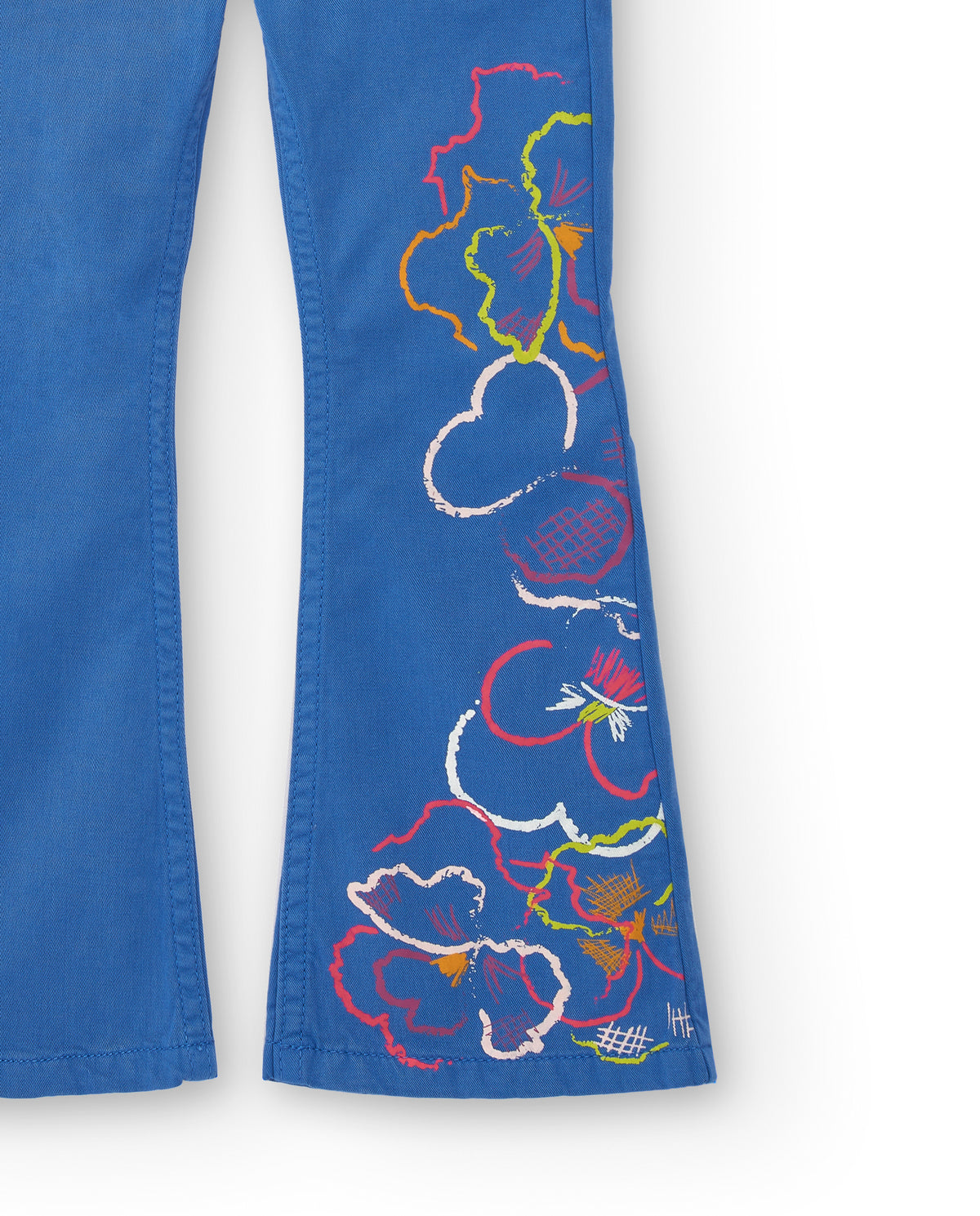 Pantalón azul con bordado floral para niña colección Cold Days