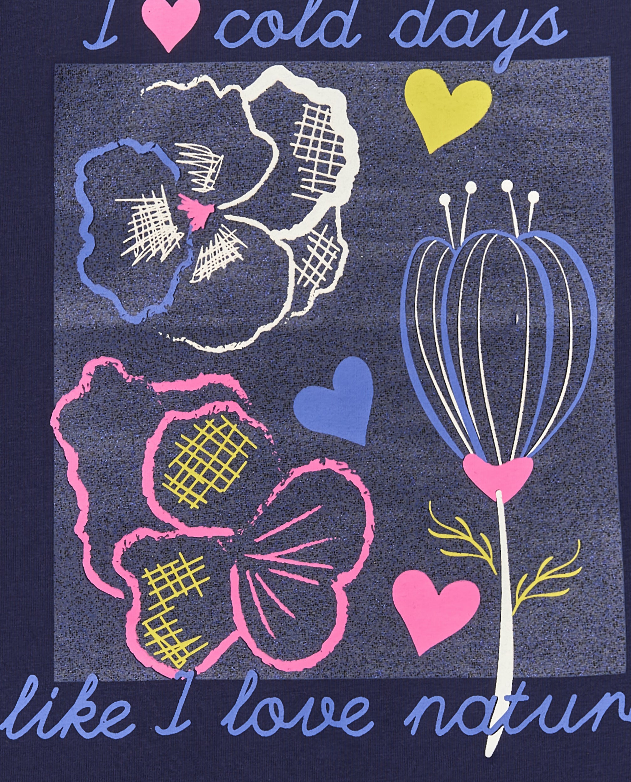 Camiseta de manga larga azul con estampado floral para niña