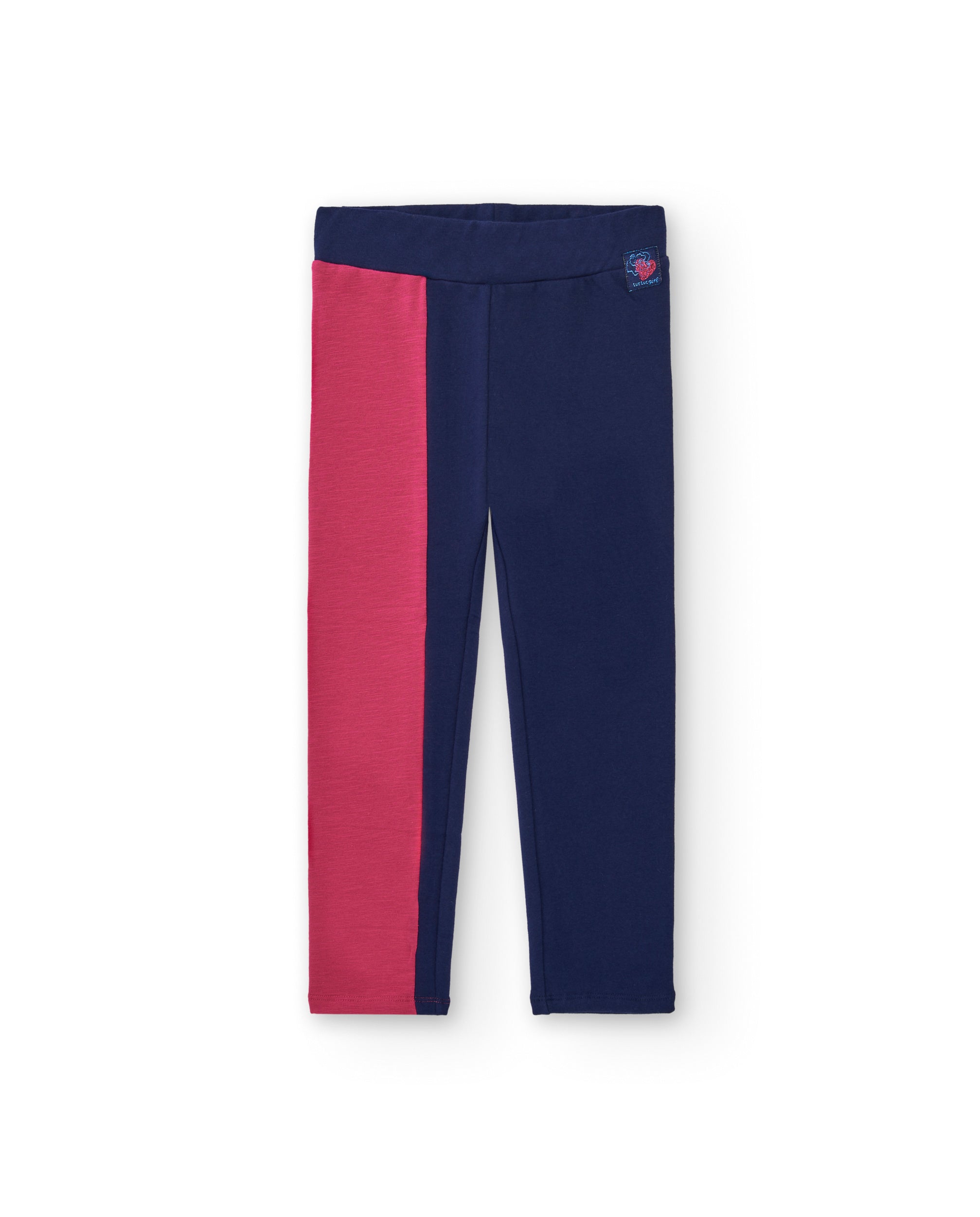 Leggings bicolor azul marino y fucsia para niña colección Cold