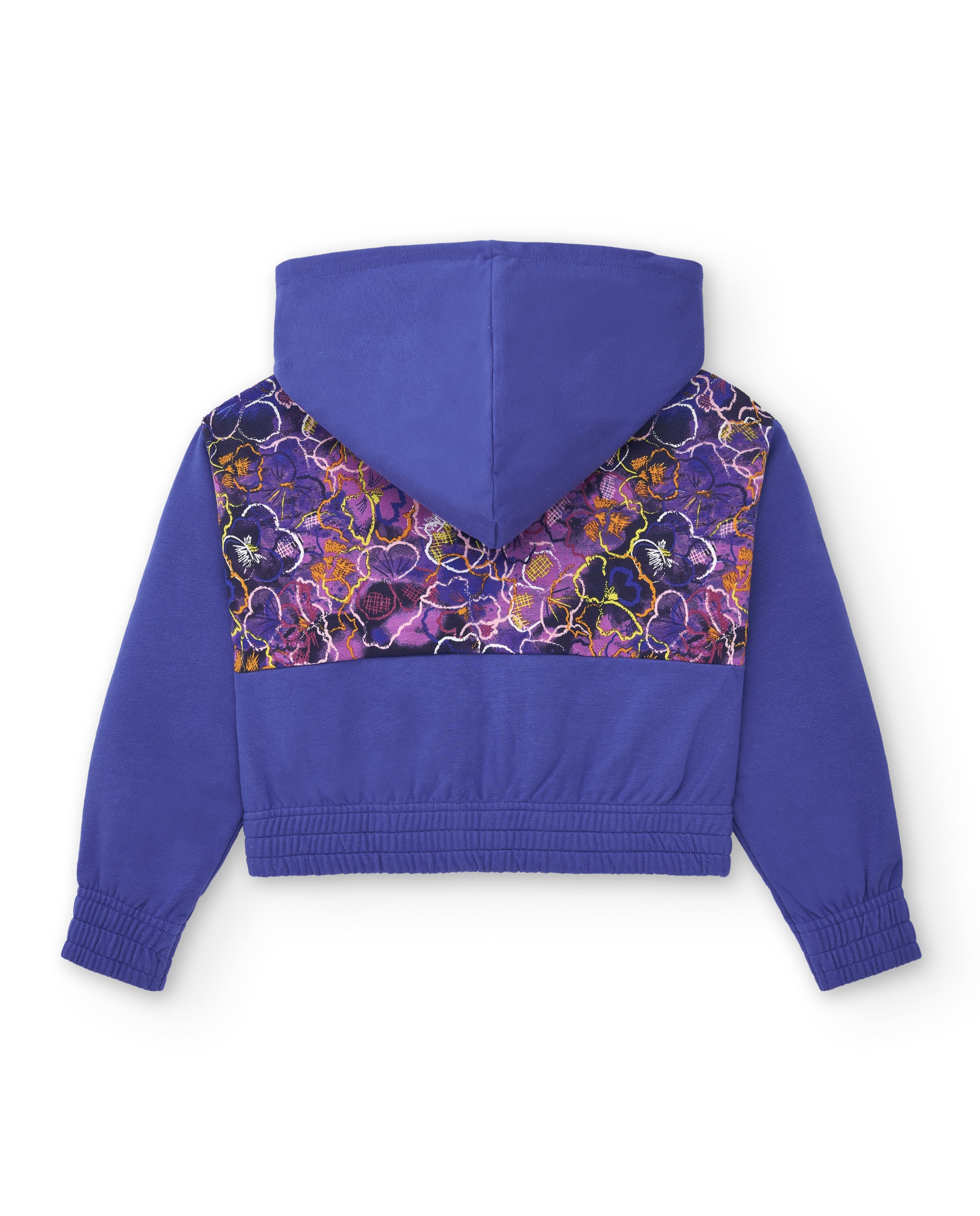 Chaqueta morada con capucha y estampado floral para niña de la