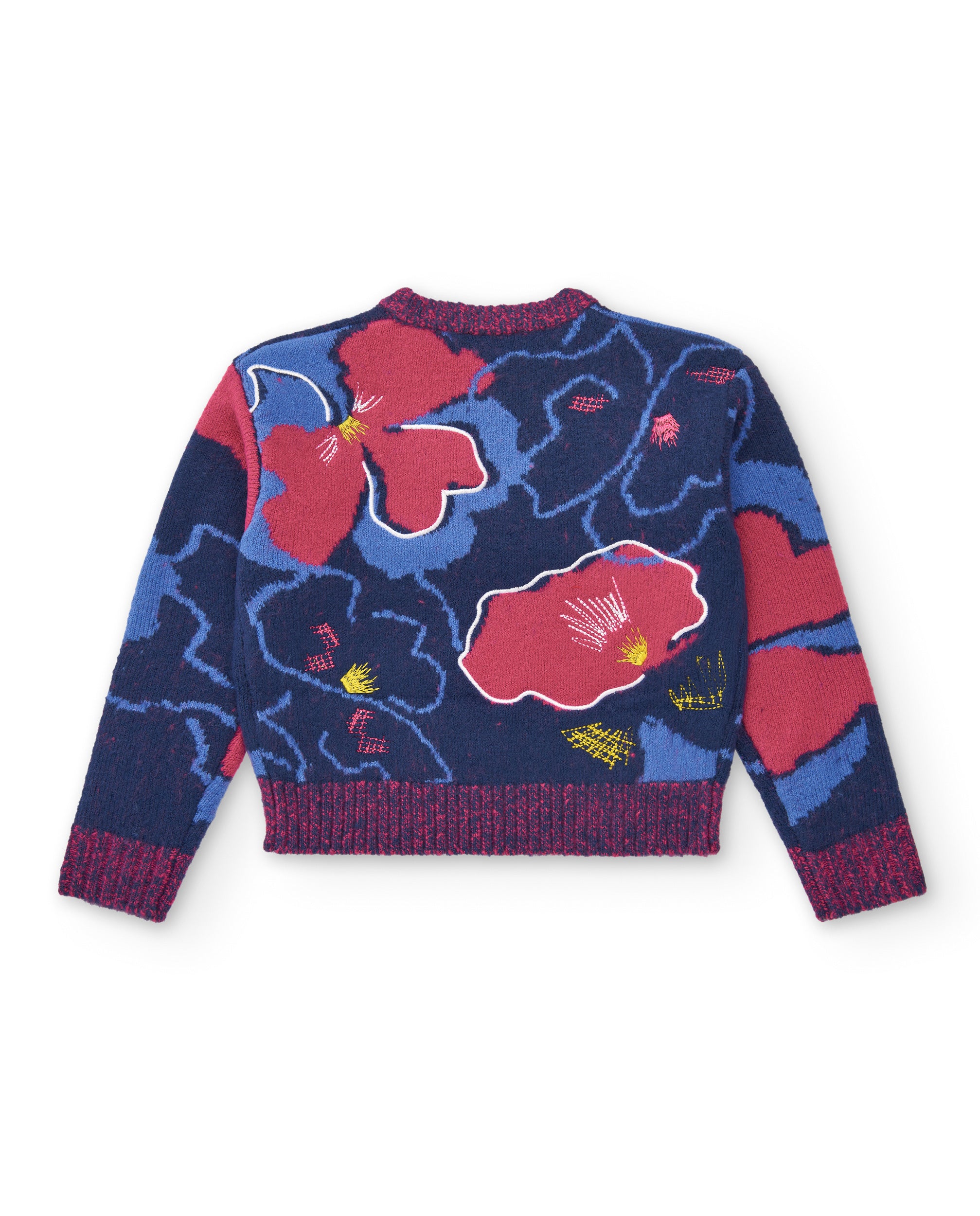 Jersey azul marino con estampado floral para niña de la