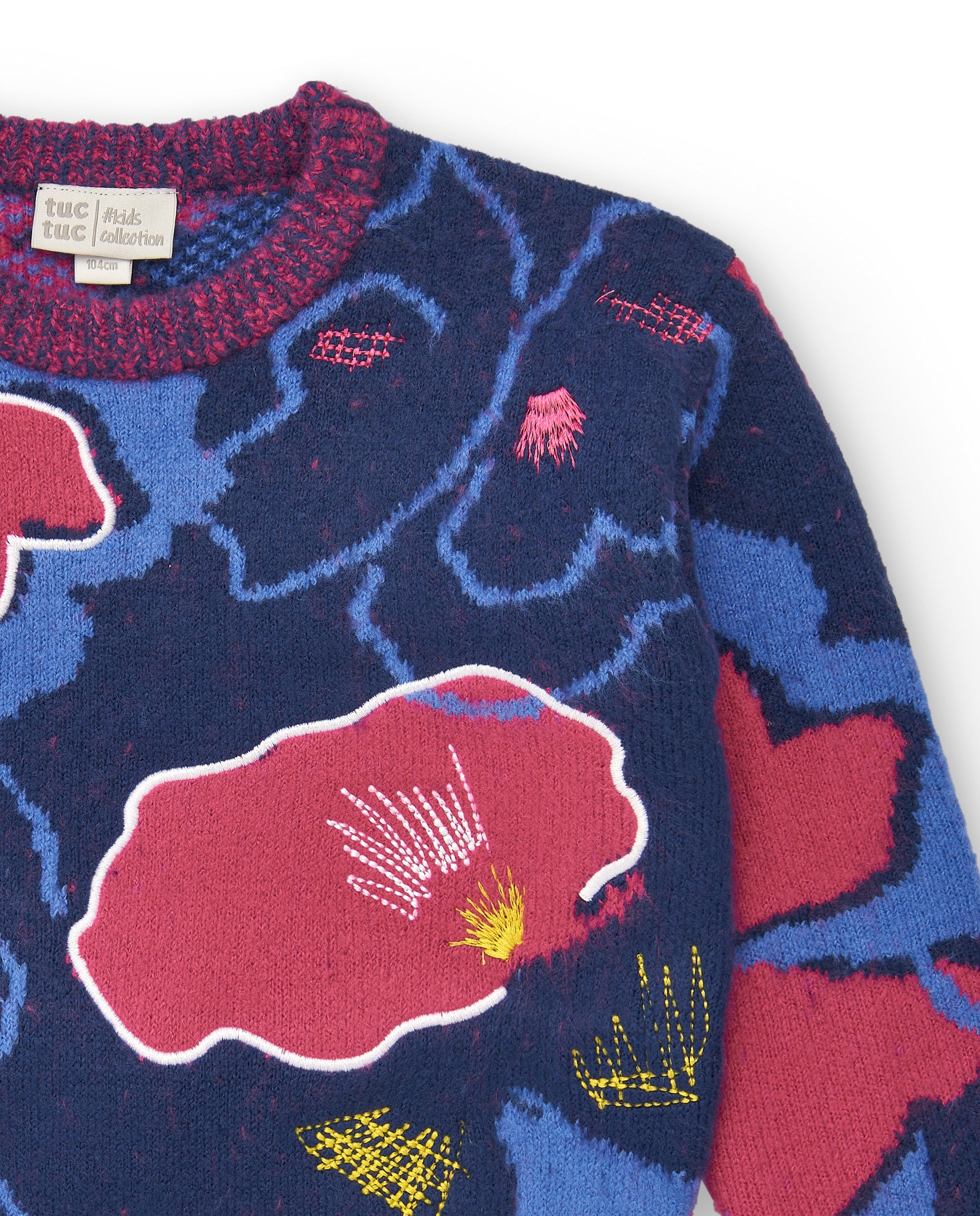 Jersey azul marino con estampado floral para niña de la
