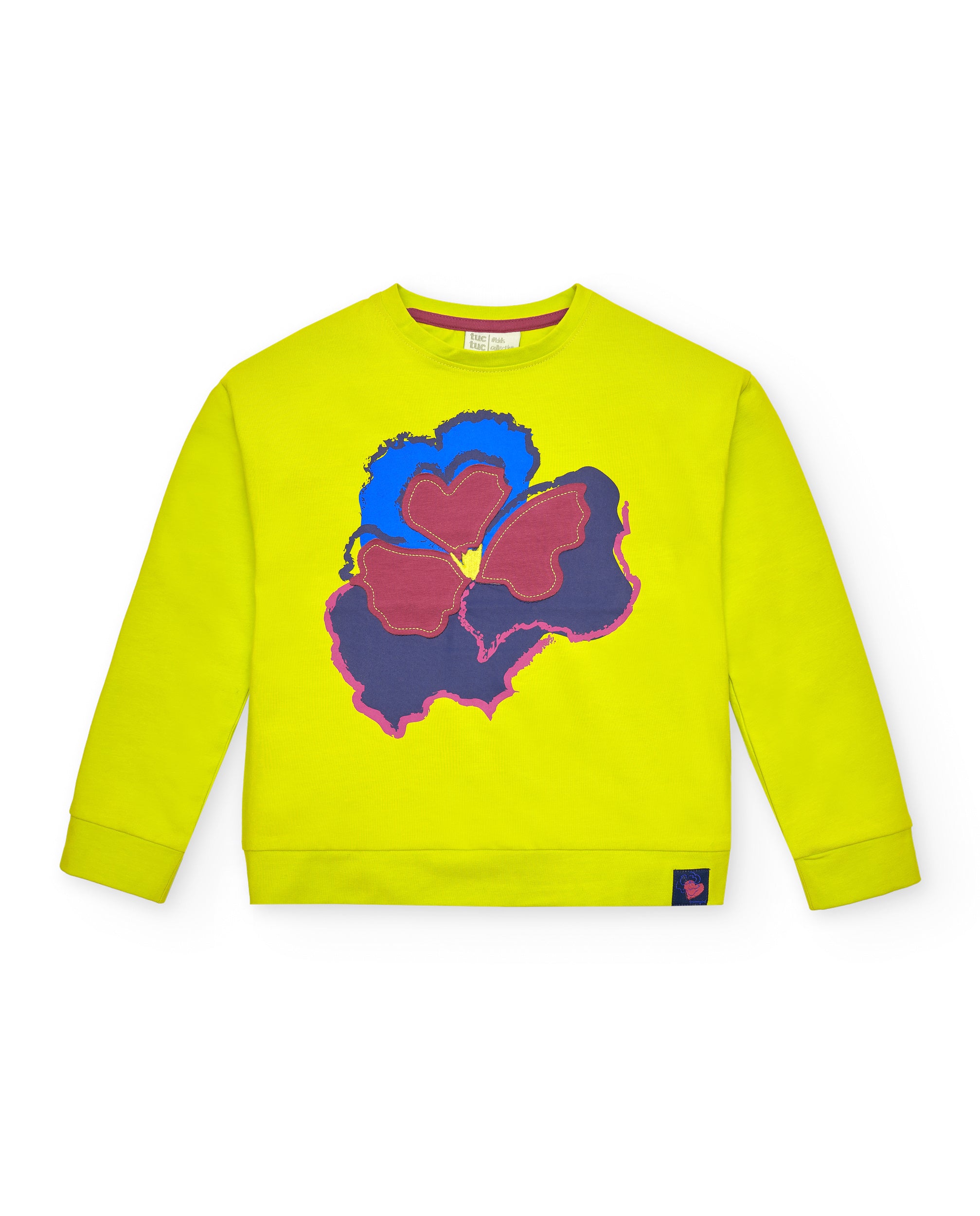 Jersey amarillo neón con estampado floral para niña de la