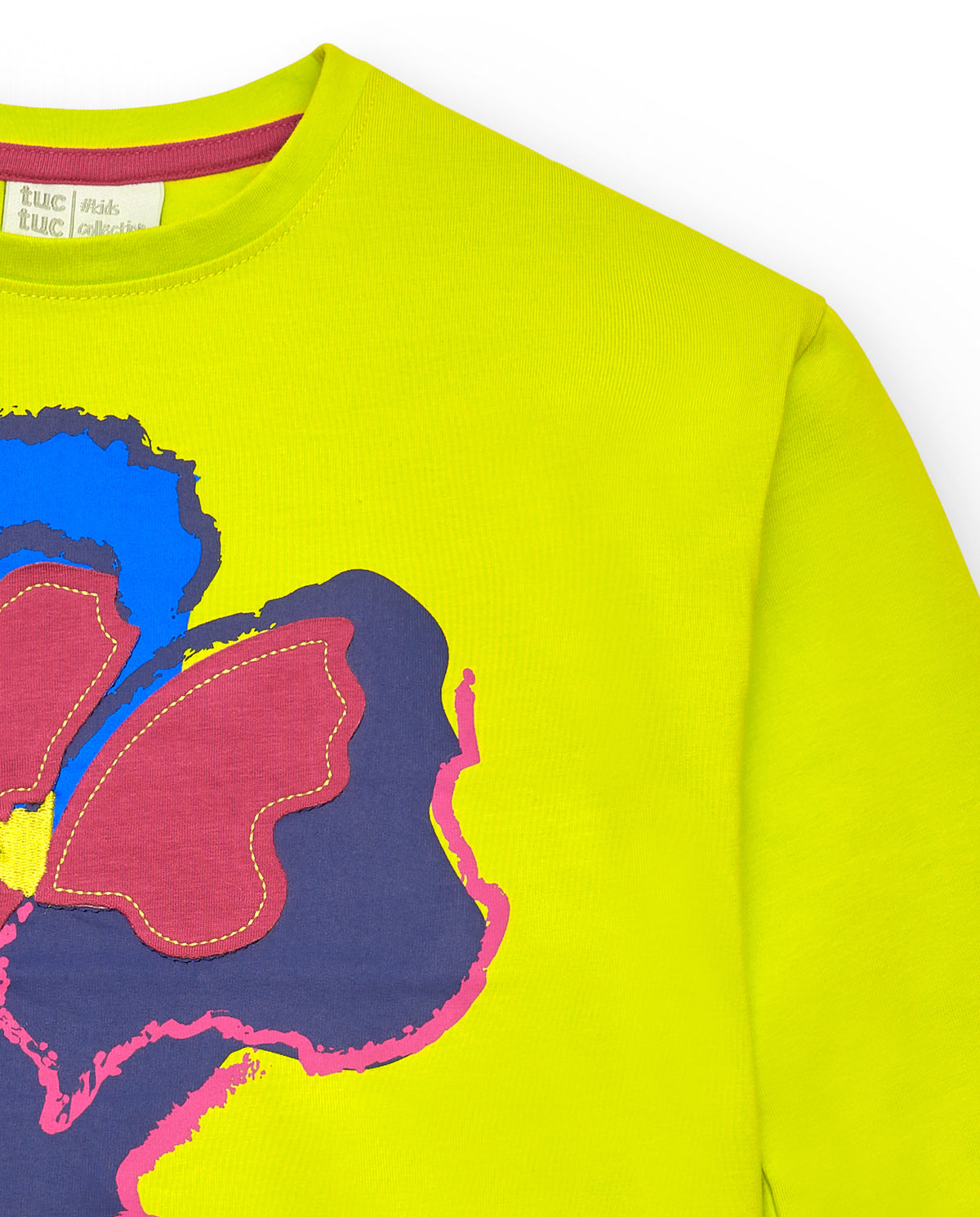 Jersey amarillo neón con estampado floral para niña de la