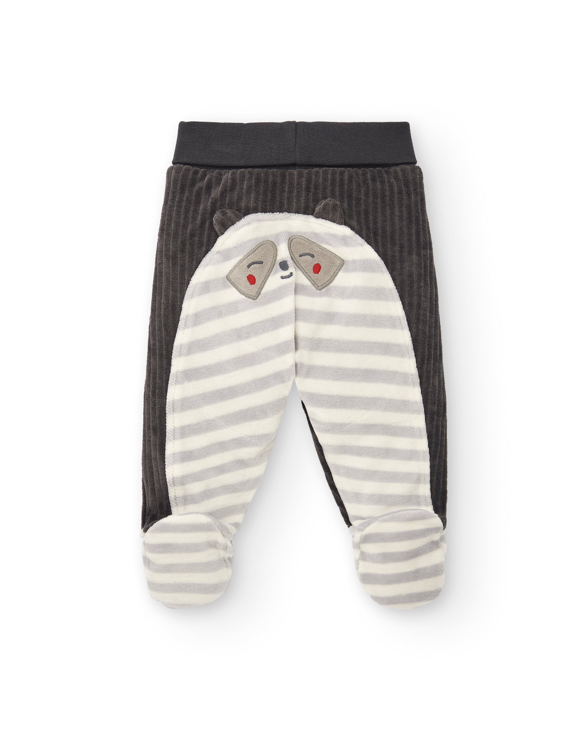 Conjunto de dos piezas niño en gris con diseño de mapache
