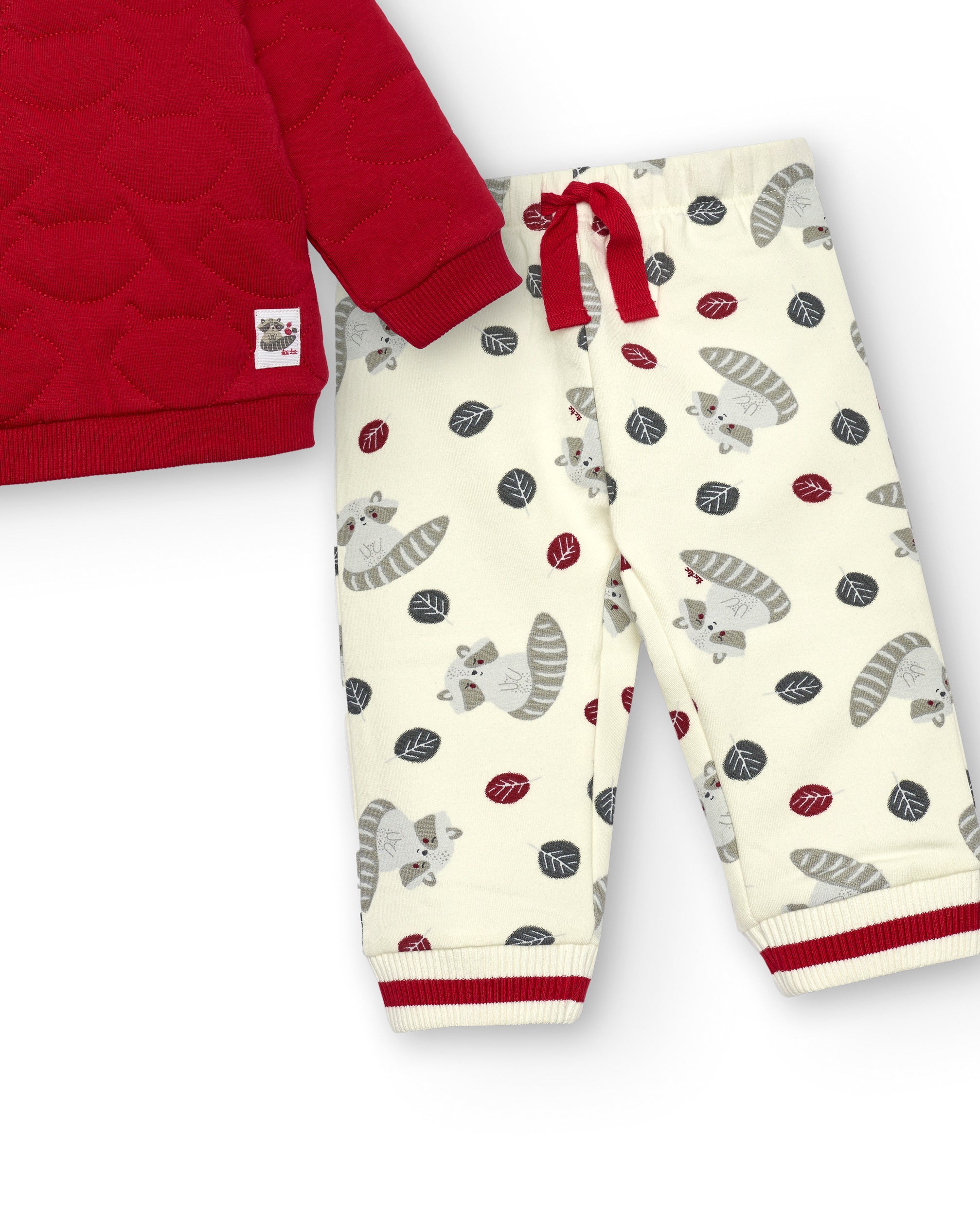 Conjunto de sudadera y pantalón para niño en rojo y blanco