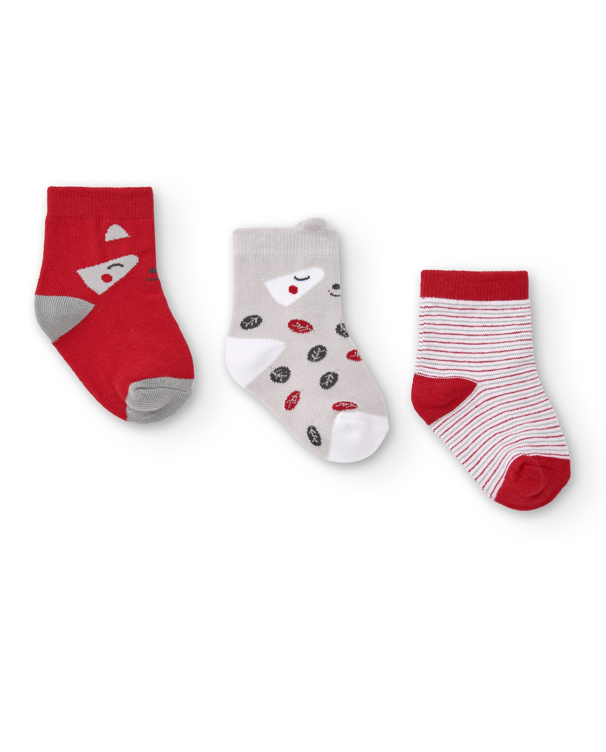 Pack calcetines para niña en rojo, gris y blanco colección