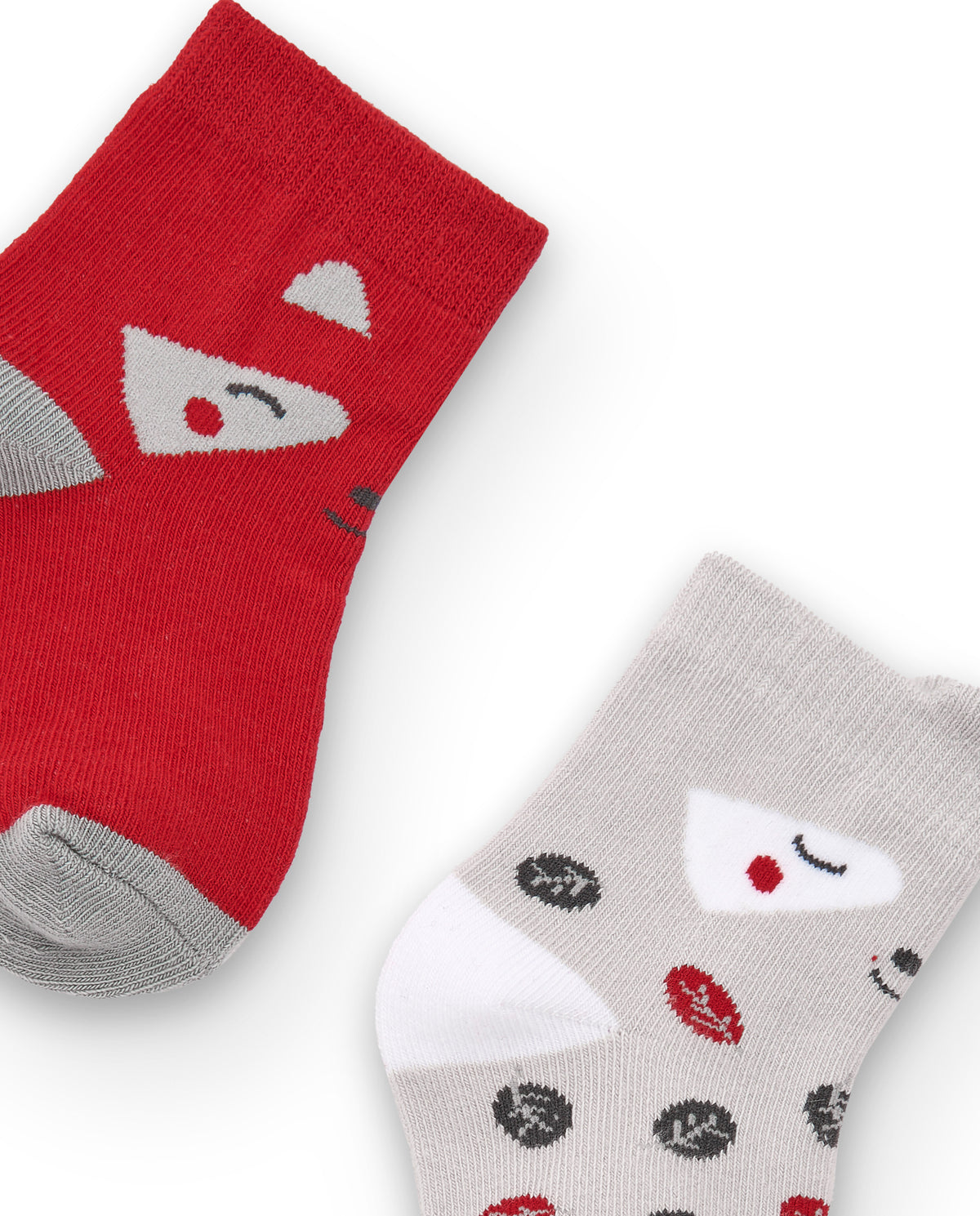 Pack calcetines para niña en rojo, gris y blanco colección