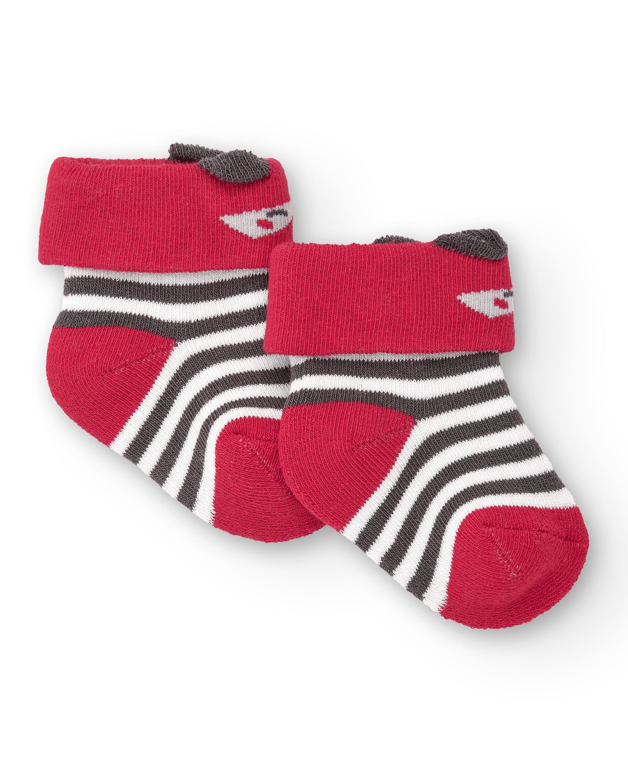 Calcetines para niña en rojo y gris con rayas colección Sweet