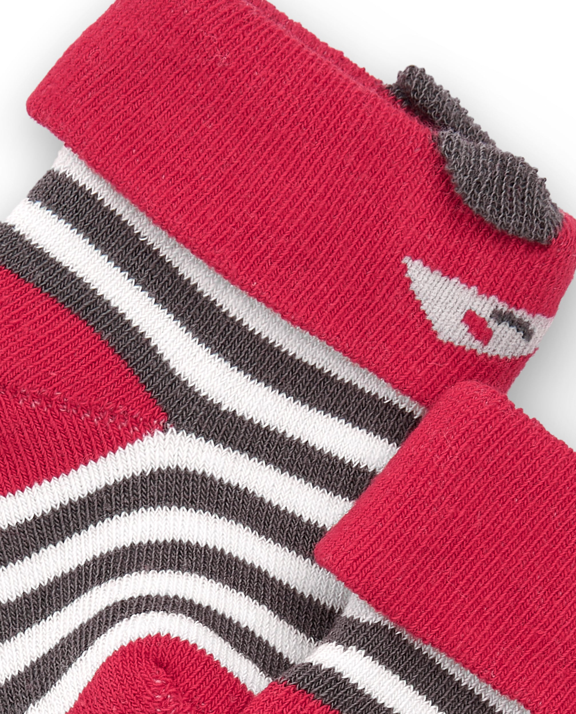 Calcetines para niña en rojo y gris con rayas colección Sweet