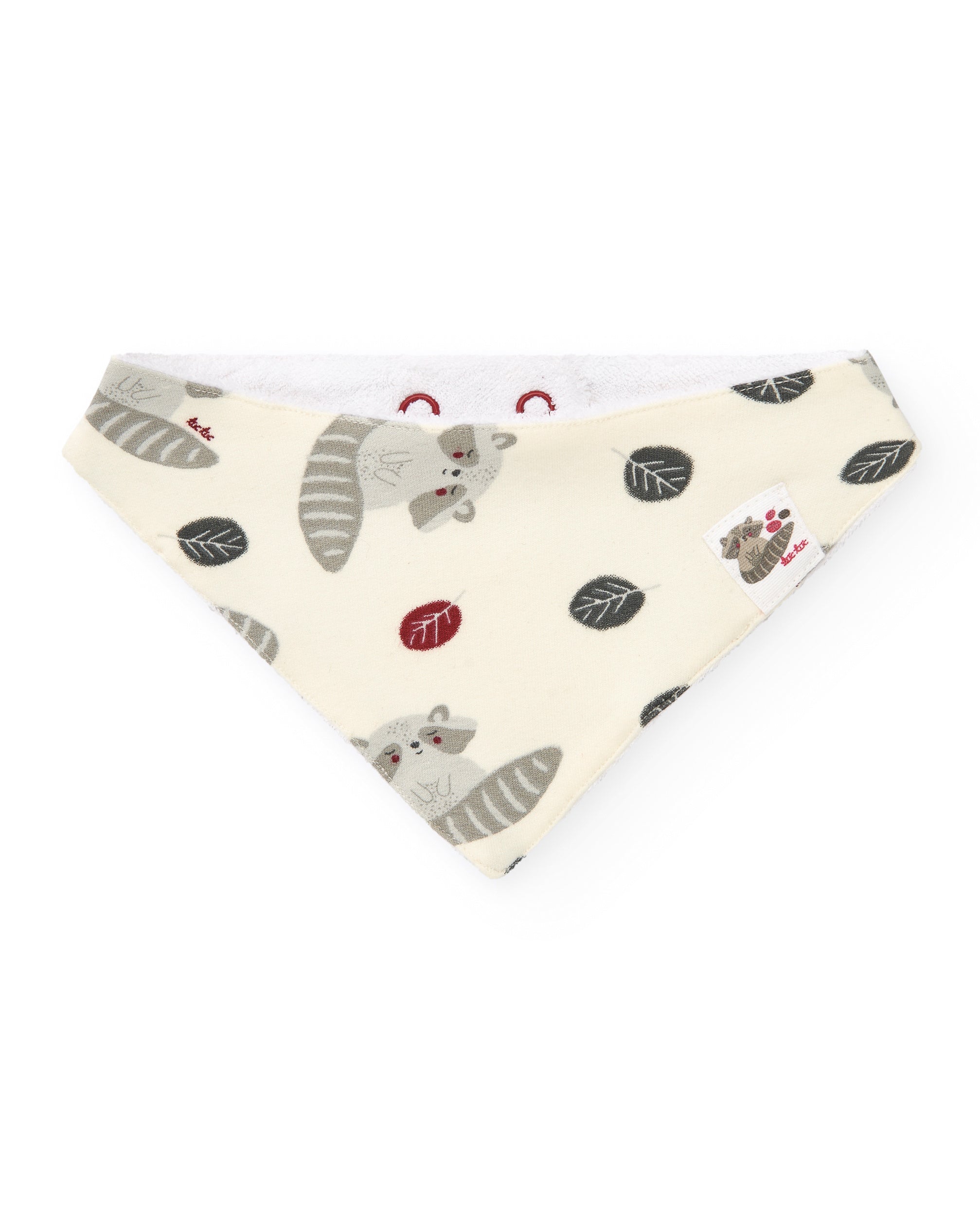 Babero bandana para niña en color crema con estampado de