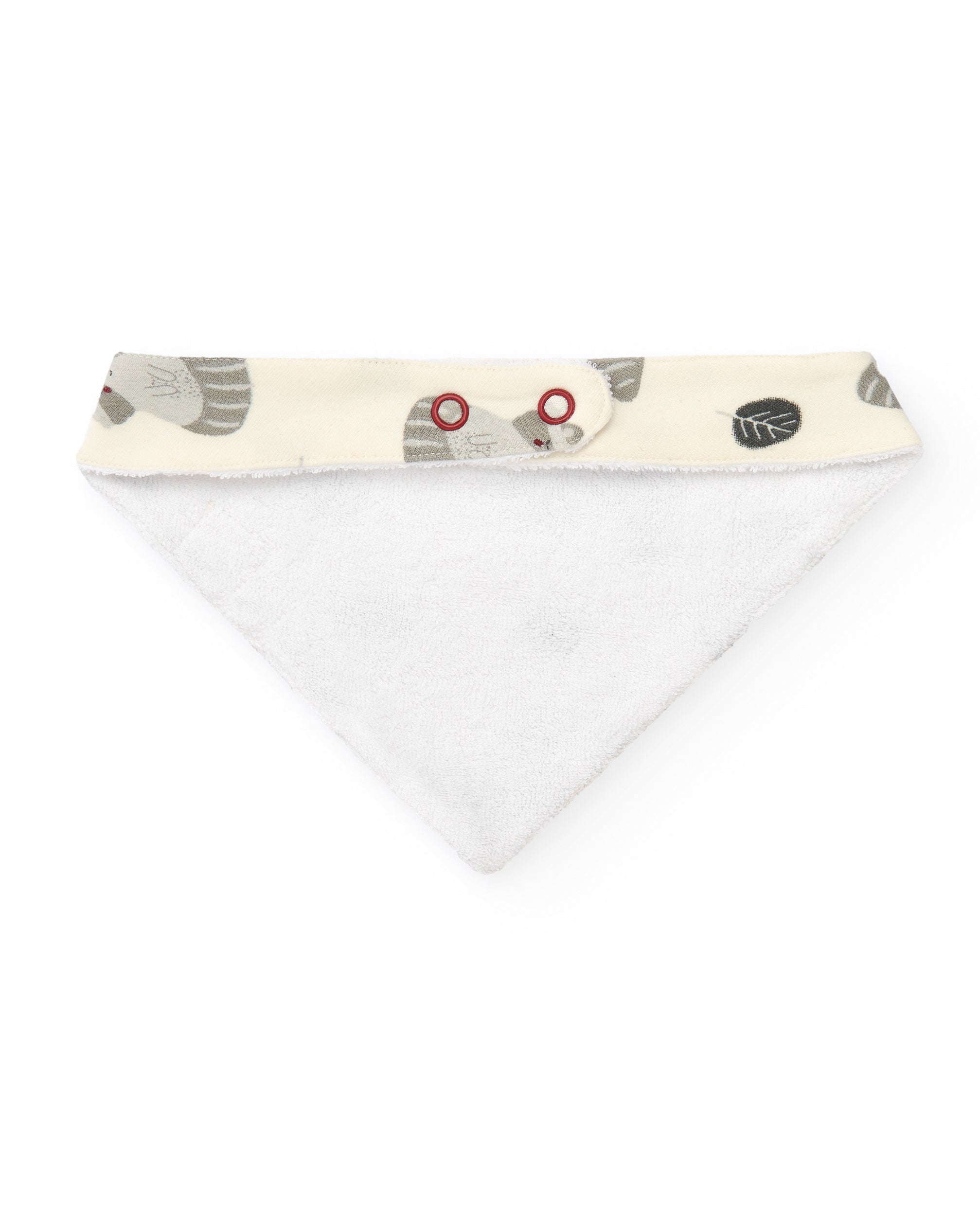 Babero bandana para niña en color crema con estampado de