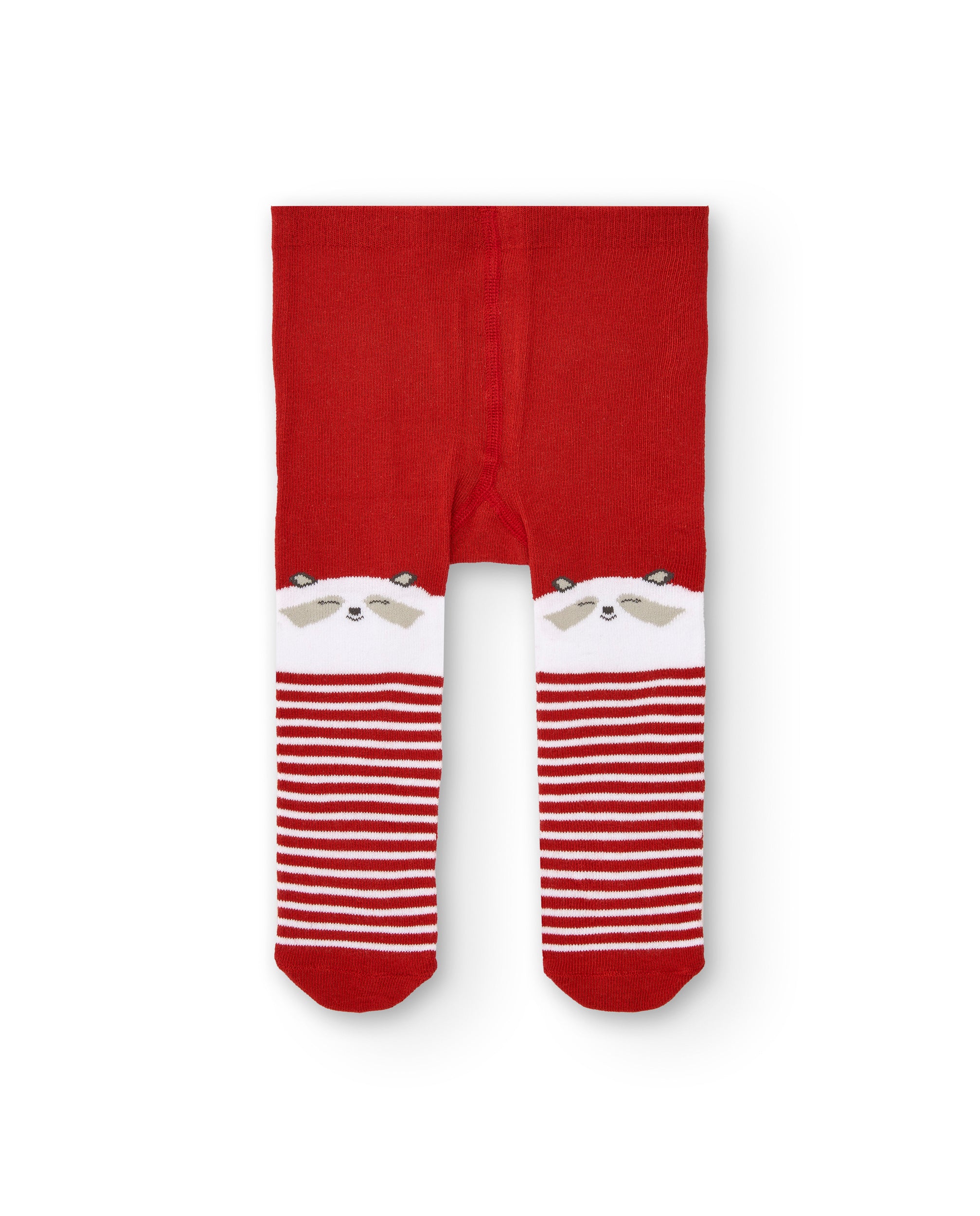 Leotardos para niña en rojo con rayas y detalles de mapache