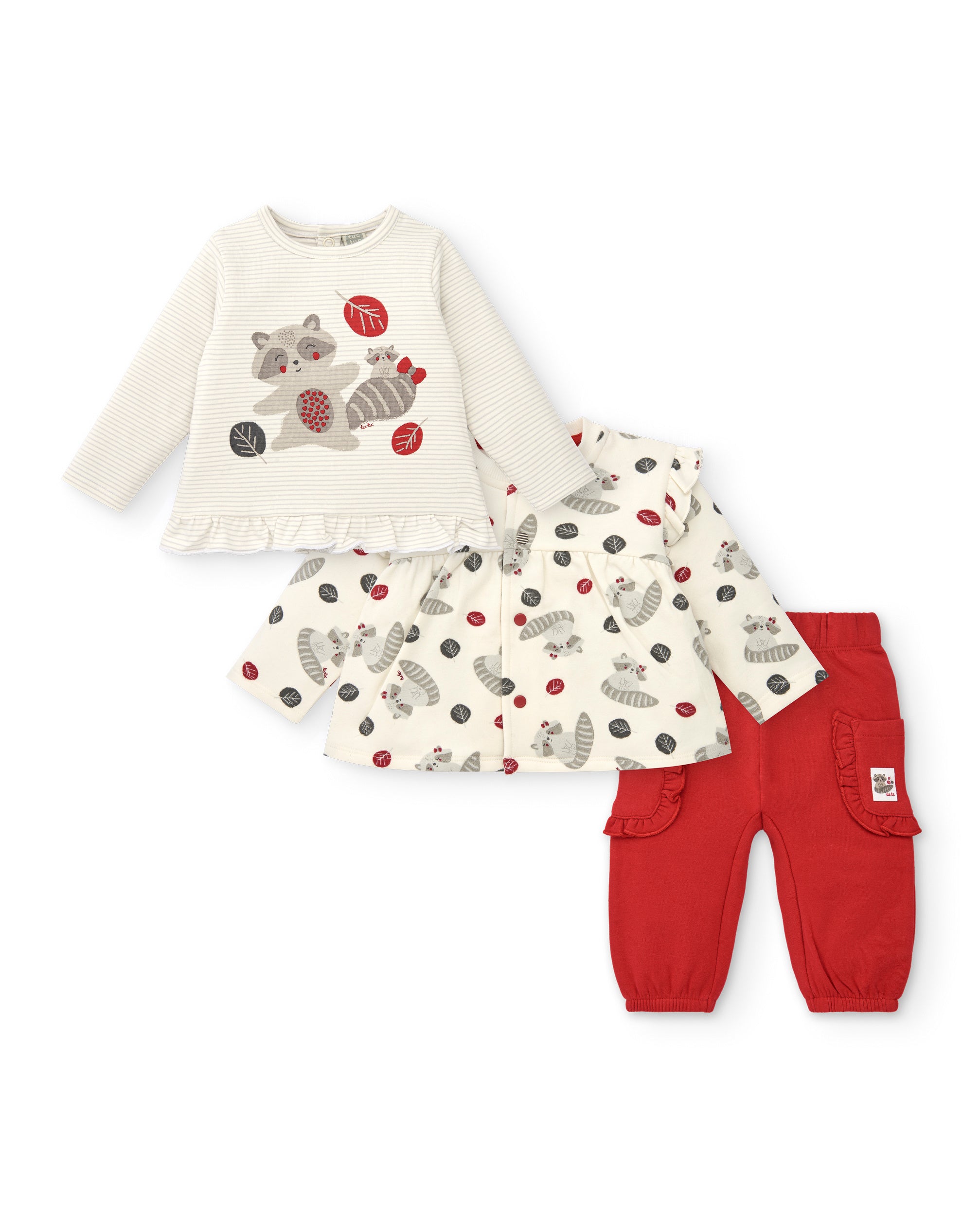Conjunto para niña con estampado de mapaches colección Sweet