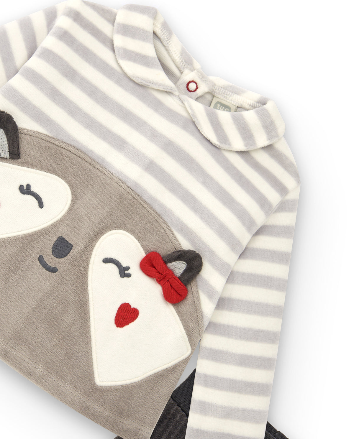 Conjunto de dos piezas para niña en gris con mapache bordado