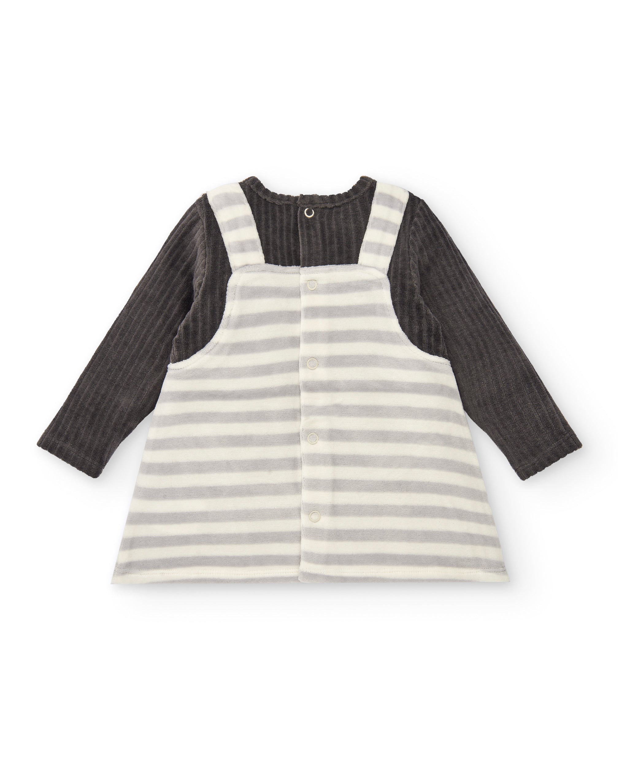 Vestido con camiseta para niña en gris con detalle de mapache y
