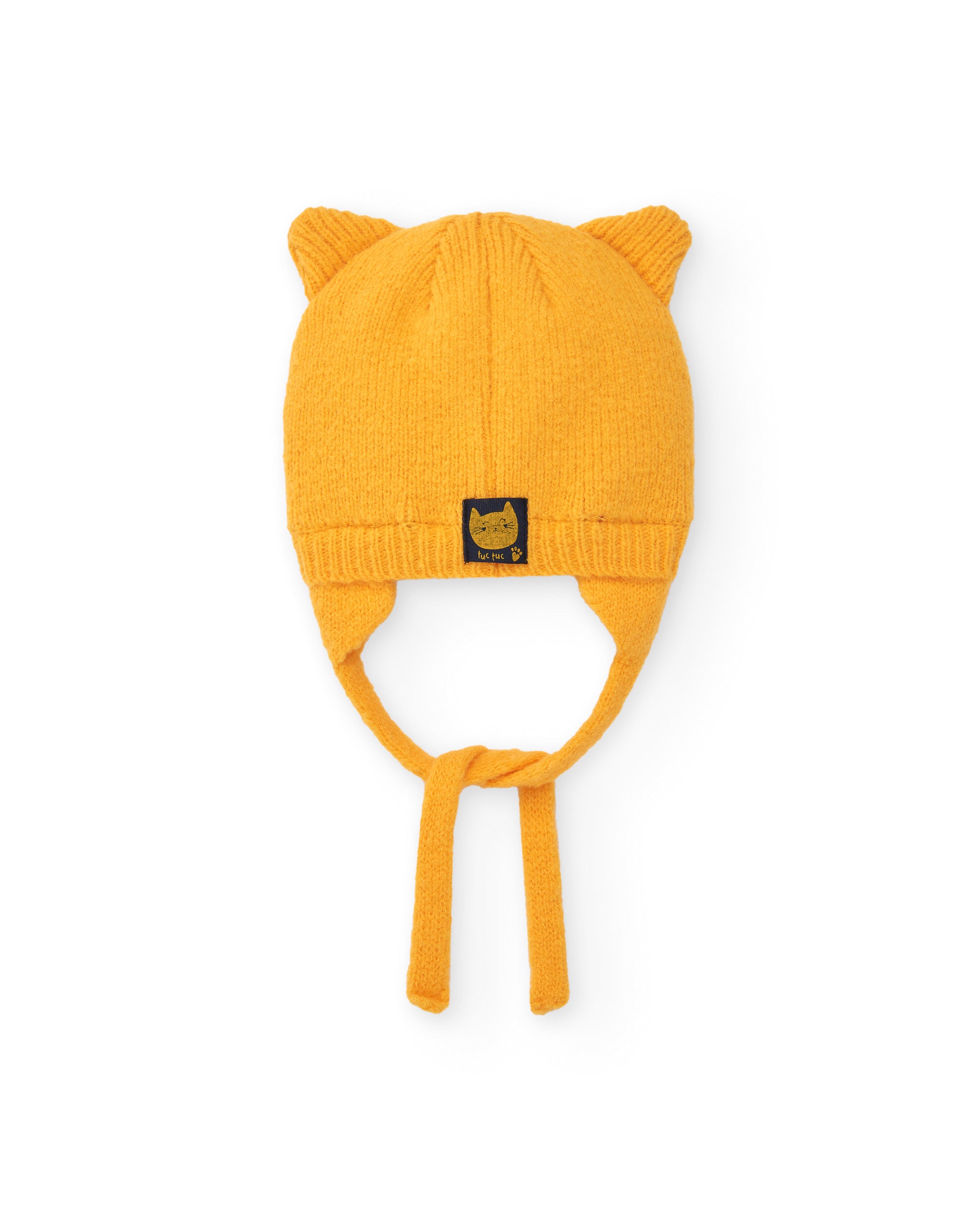 Gorro con orejas para niña en color amarillo con diseño de