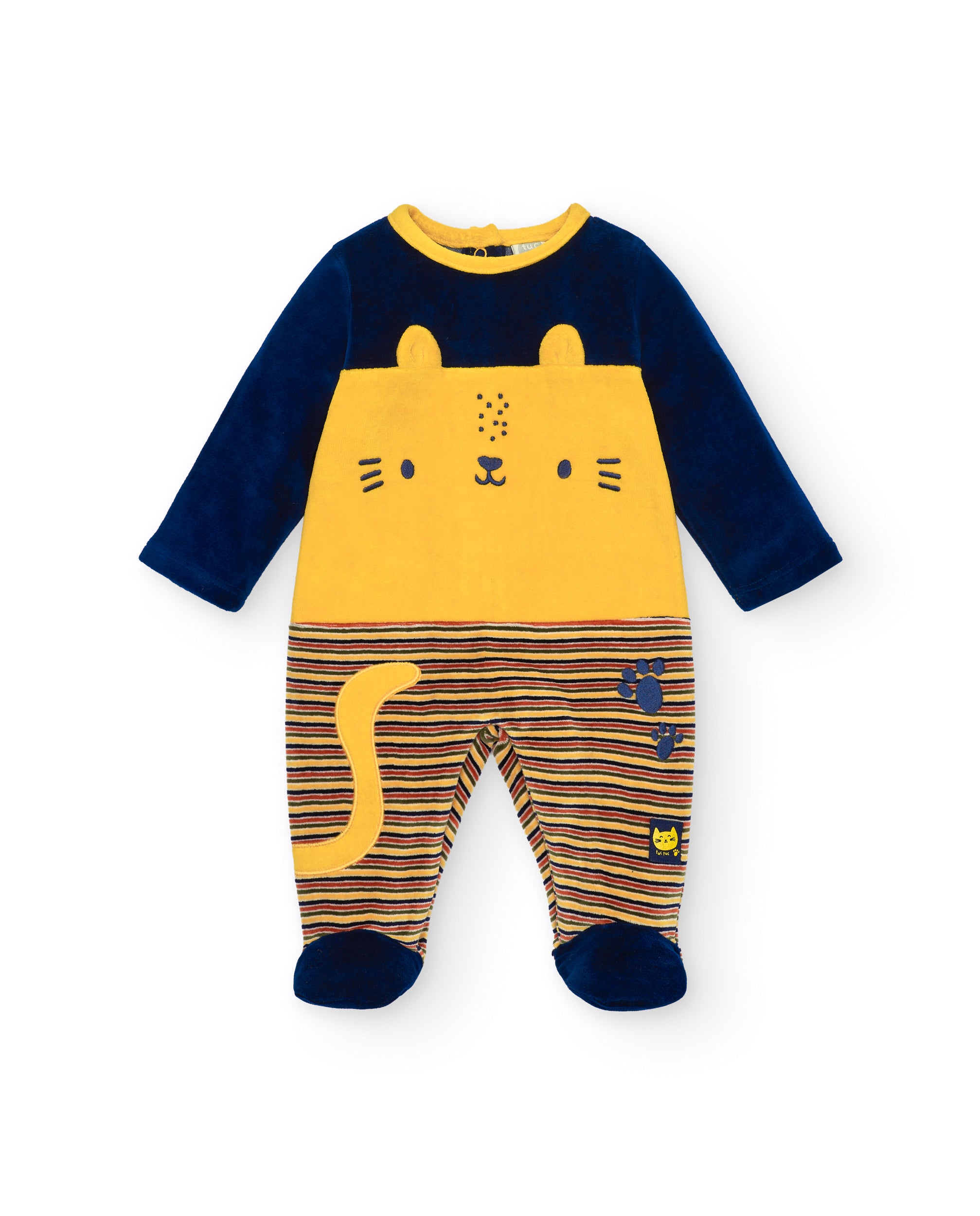 Pelele de manga larga para niño en azul marino y amarillo con