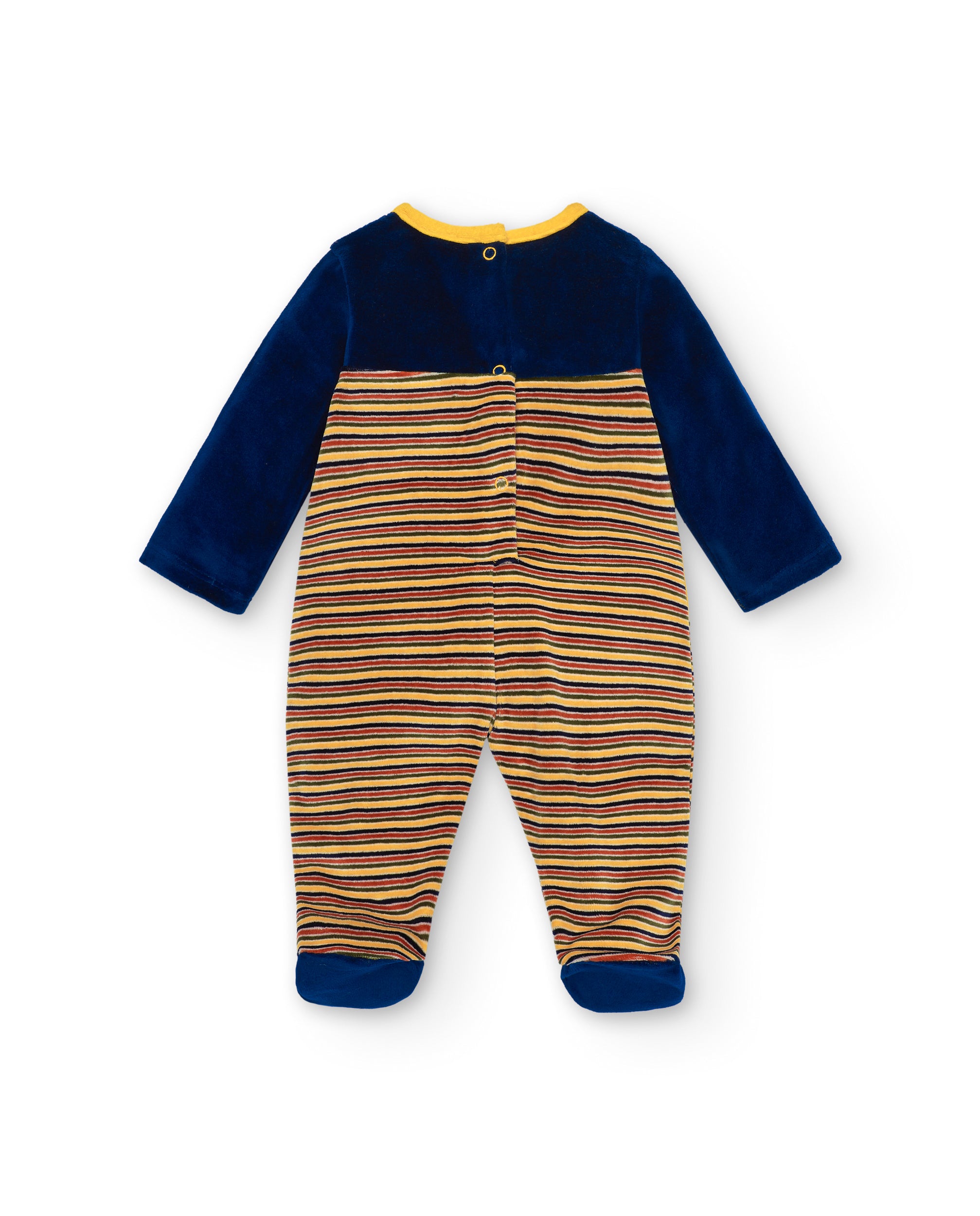 Pelele de manga larga para niño en azul marino y amarillo con