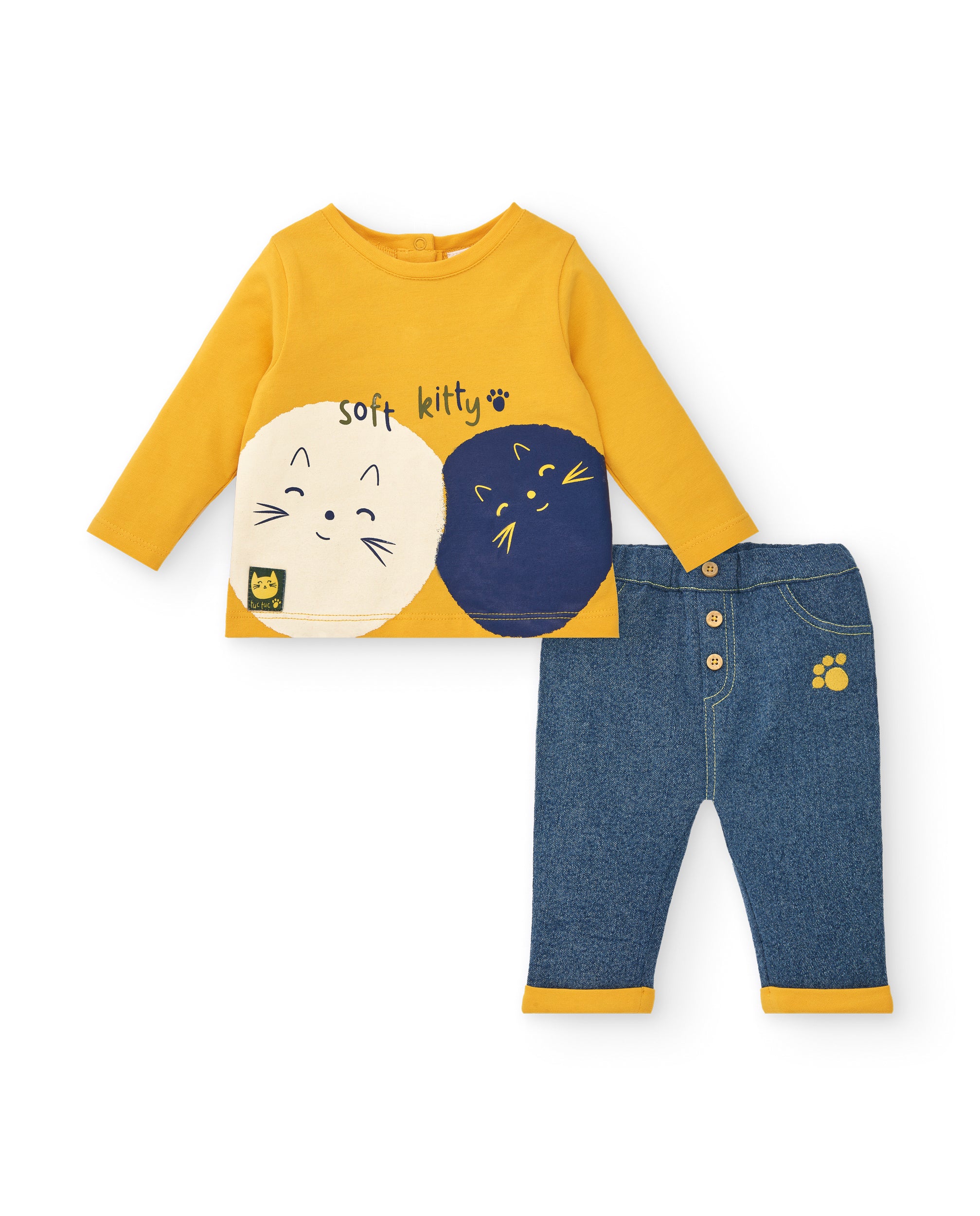 Conjunto de camiseta y pantalón para niño en amarillo y azul