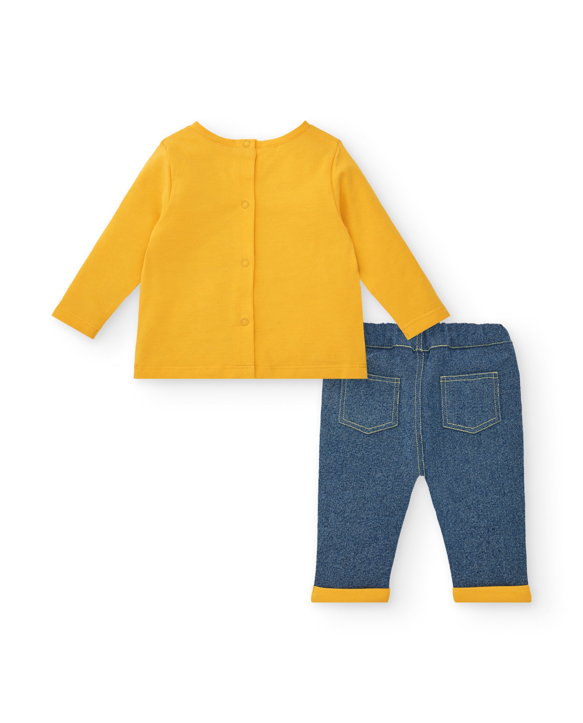 Conjunto de camiseta y pantalón para niño en amarillo y azul