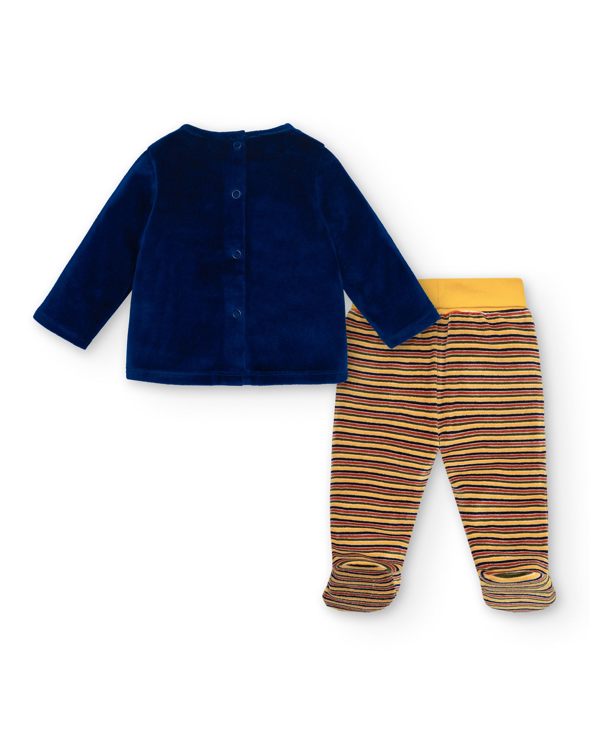 Conjunto de dos piezas para niño en azul y amarillo con