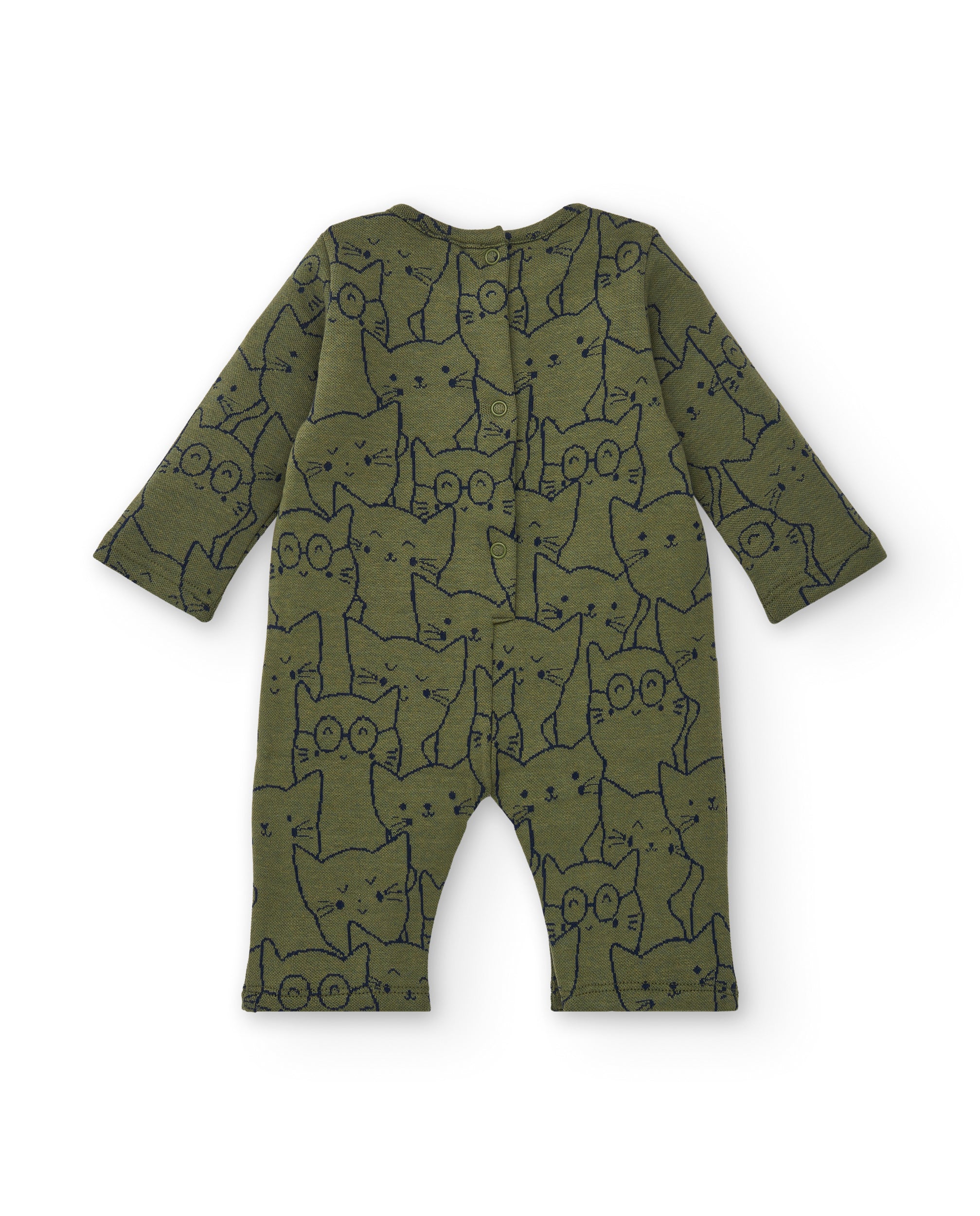 Pelele para niño en verde con estampado de gatos, colección