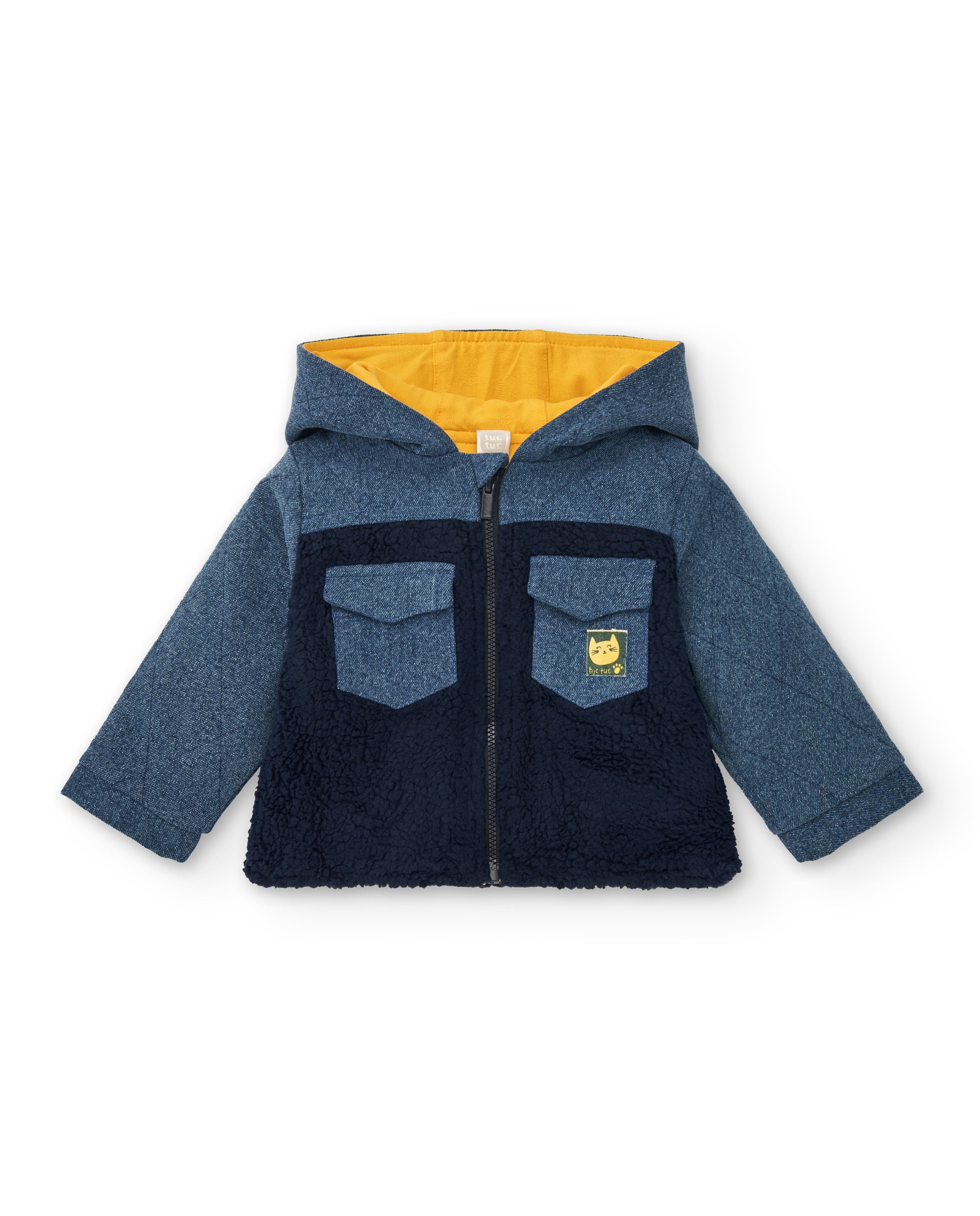 Chaqueta para niño en azul con capucha y bolsillos colección