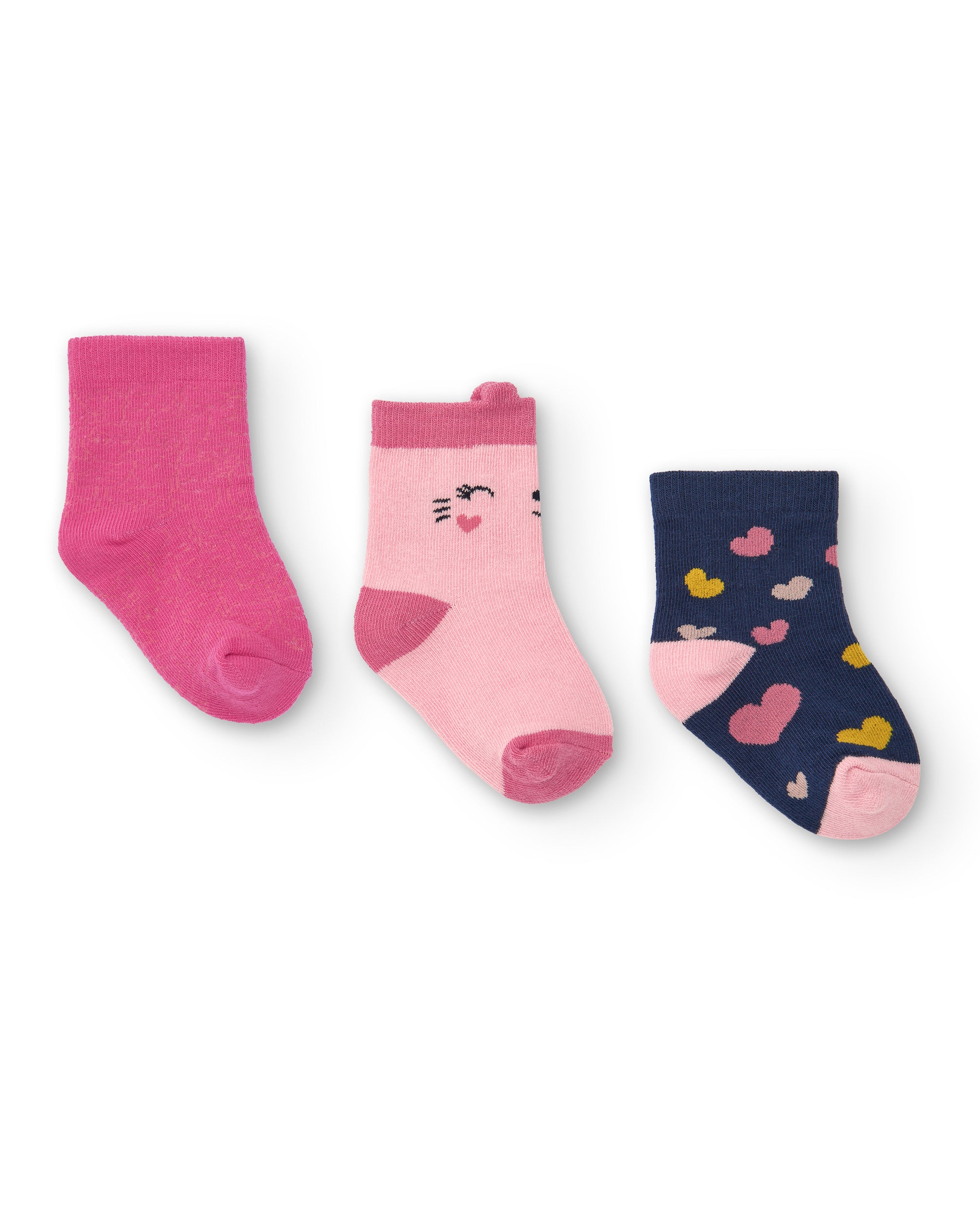 Pack de calcetines para niña en tonos rosas y azul con