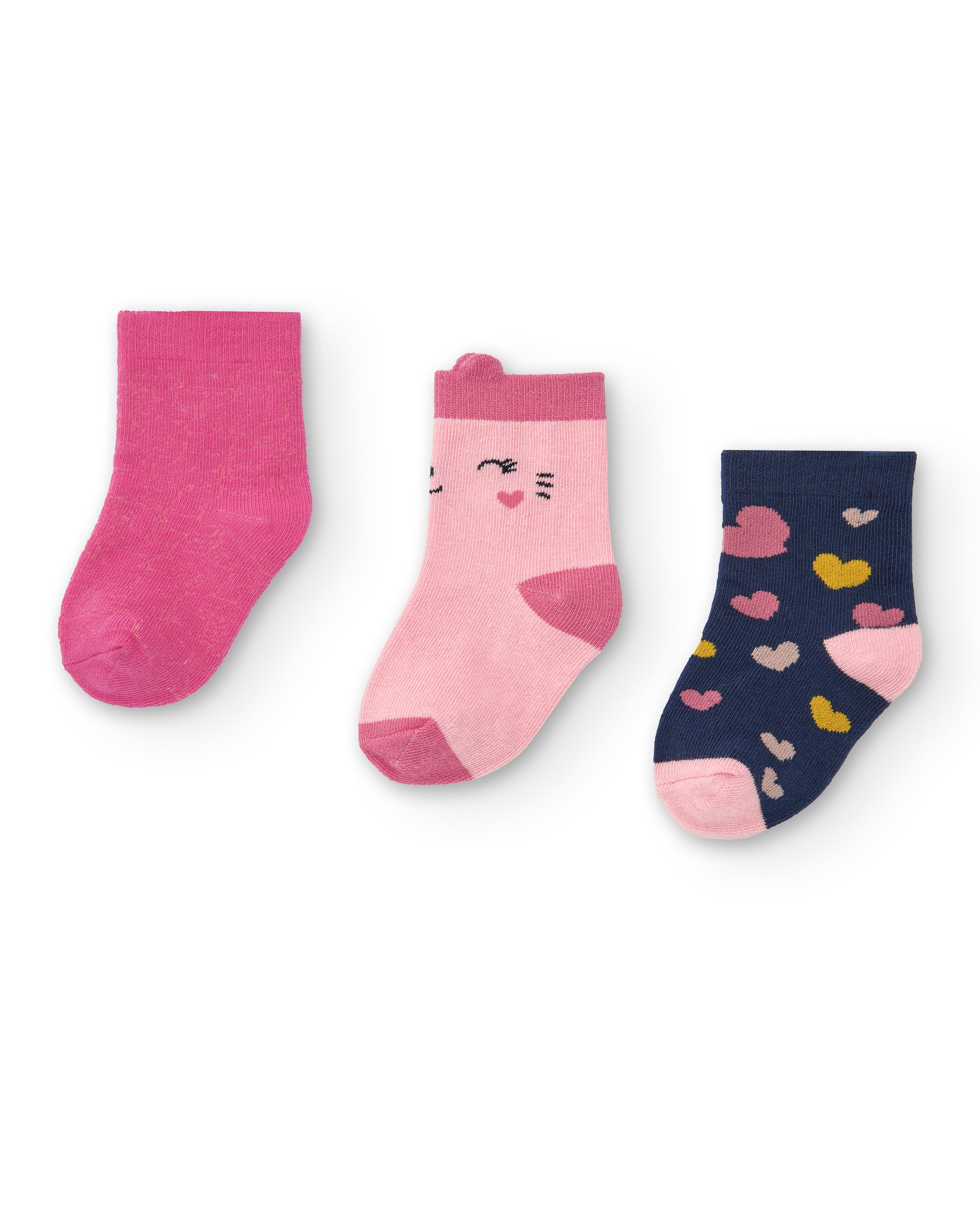 Pack de calcetines para niña en tonos rosas y azul con