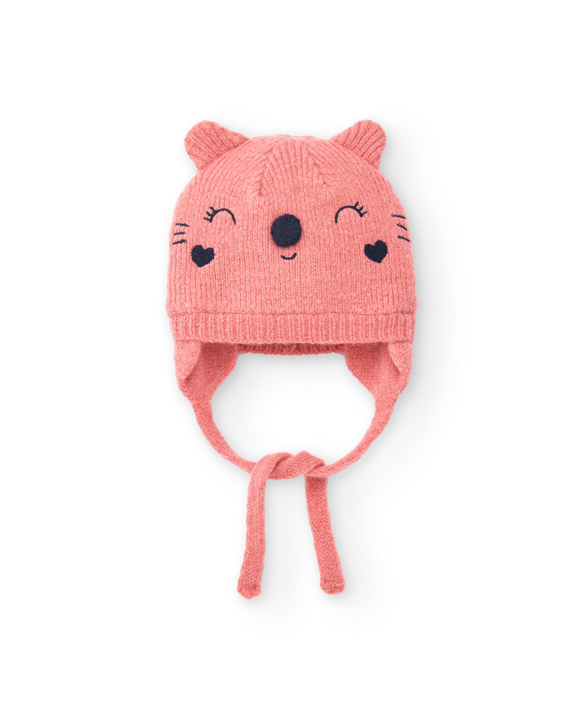 Gorro para niña en rosa con diseño de carita de gato colección