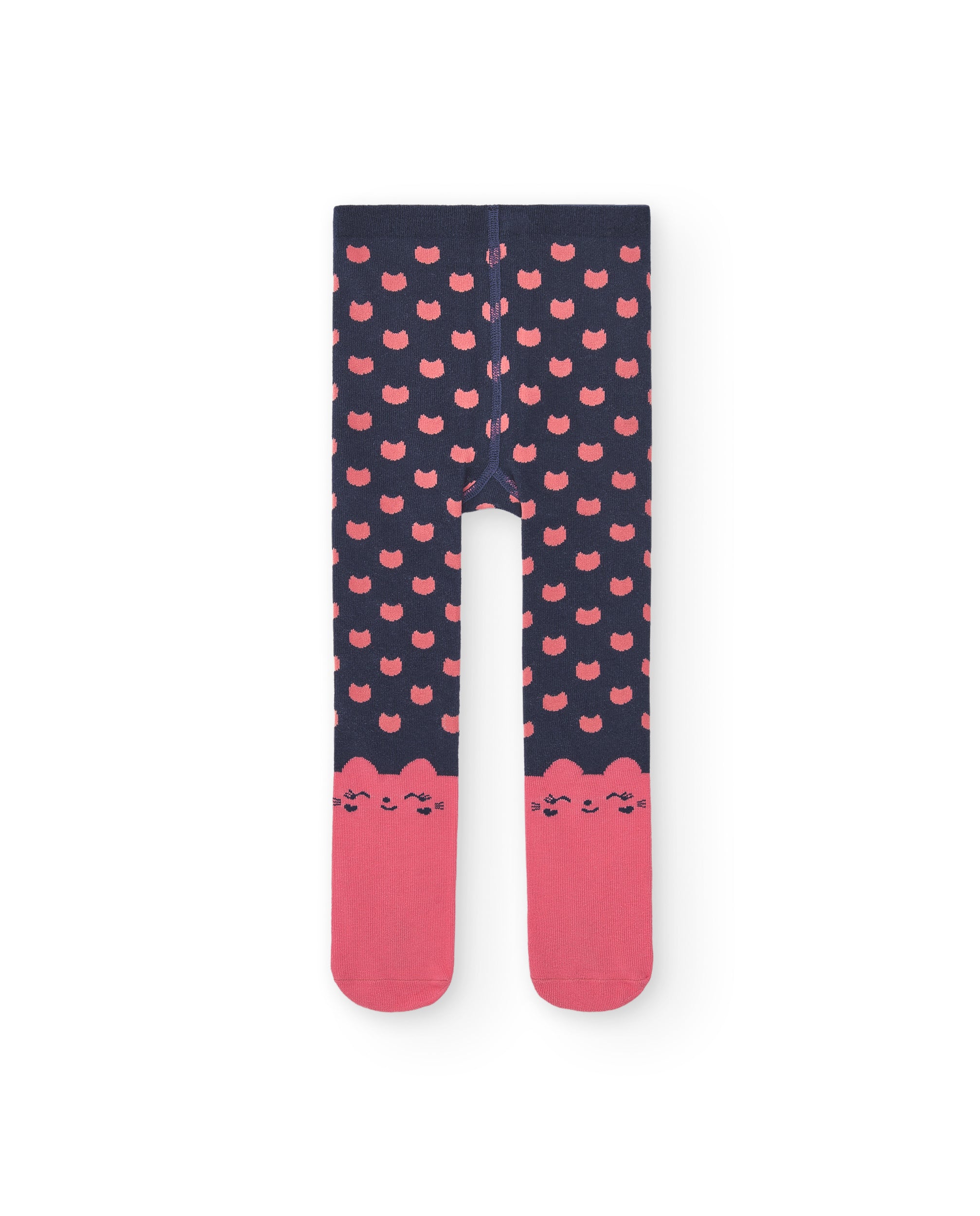 Leotardos para niña en azul marino con diseño de gatitos en
