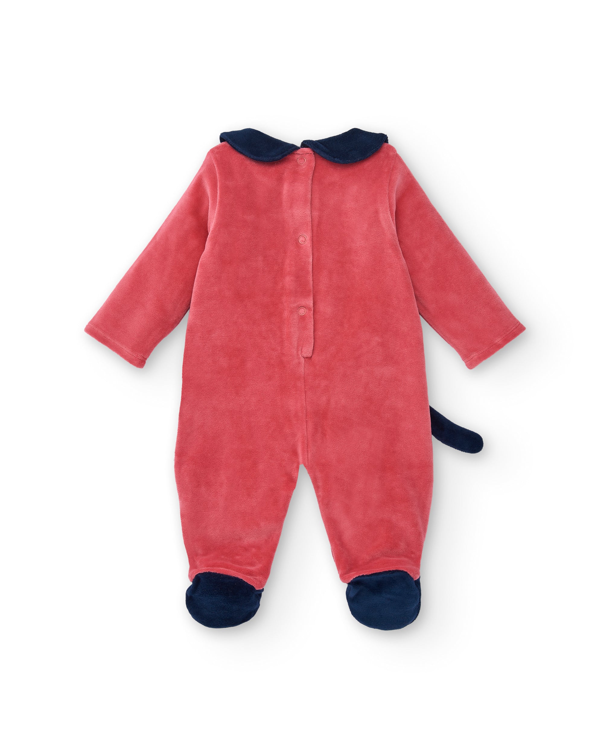 Pelele para niña en rosa y azul marino con diseño de gatito y
