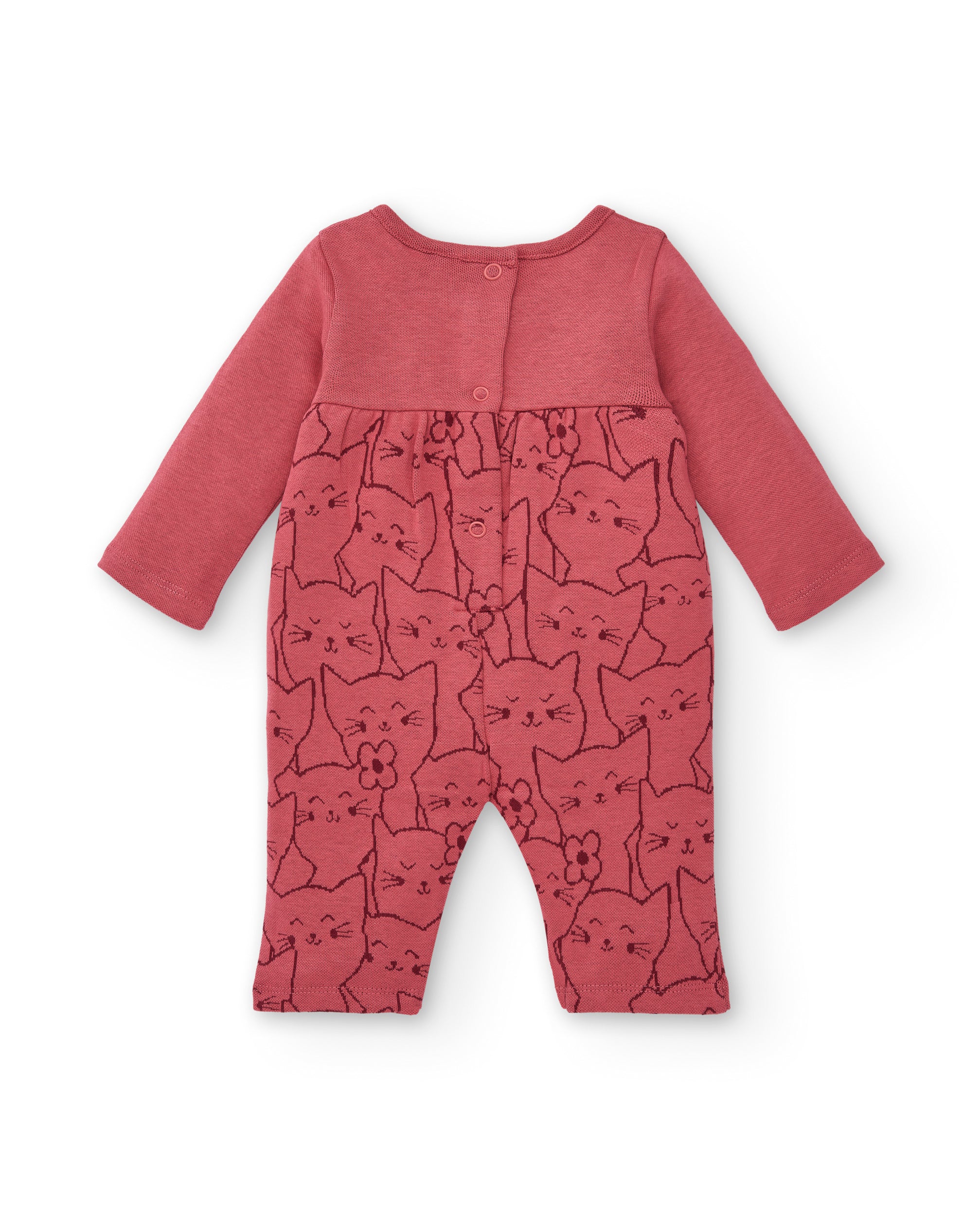 Pelele para niña en color rosa con estampado de gatitos