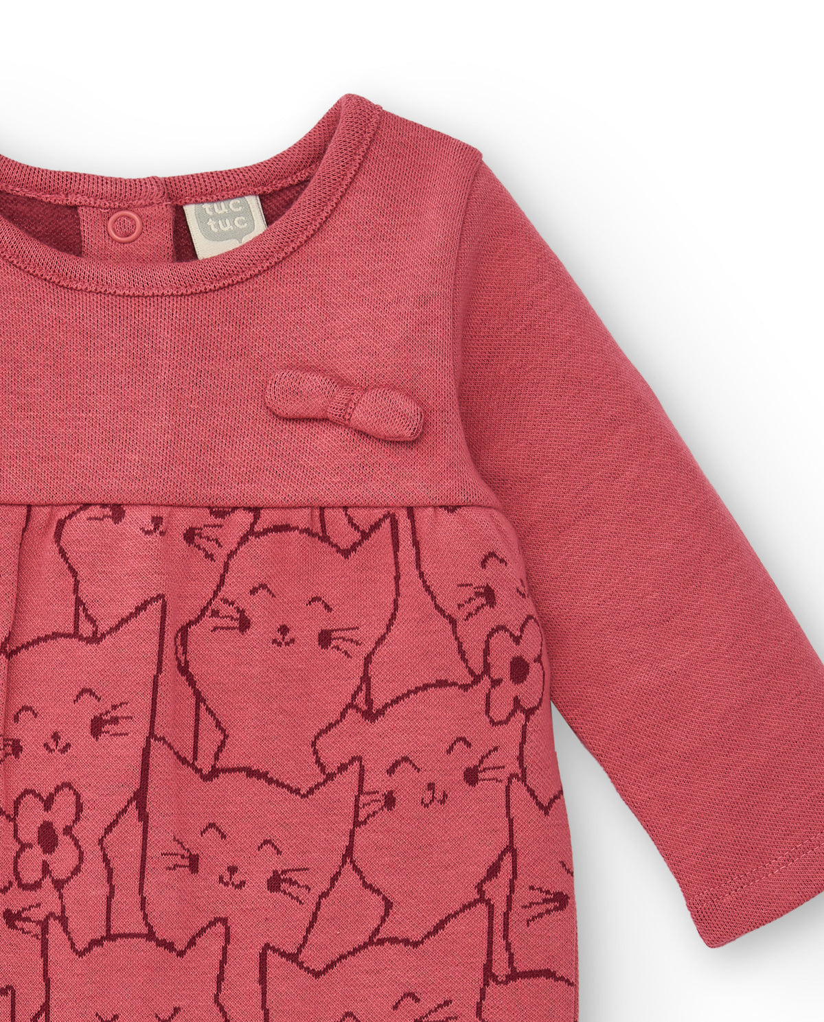 Pelele para niña en color rosa con estampado de gatitos