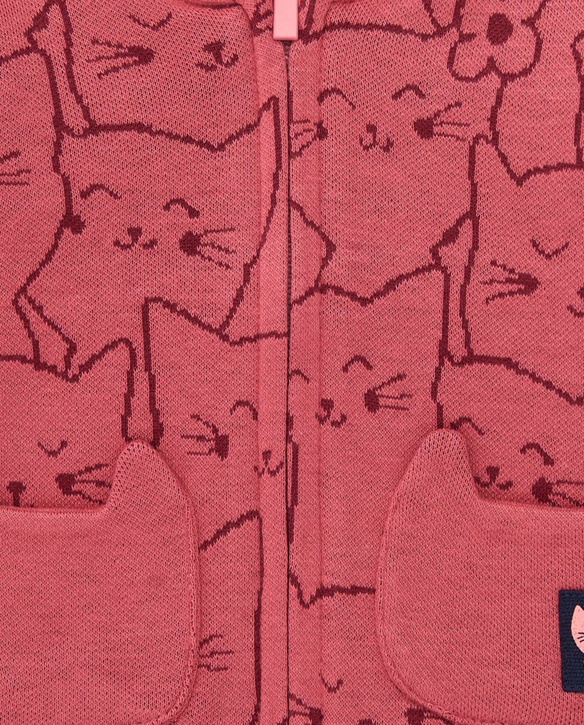Chaqueta para niña en color rosa con estampado de gatitos