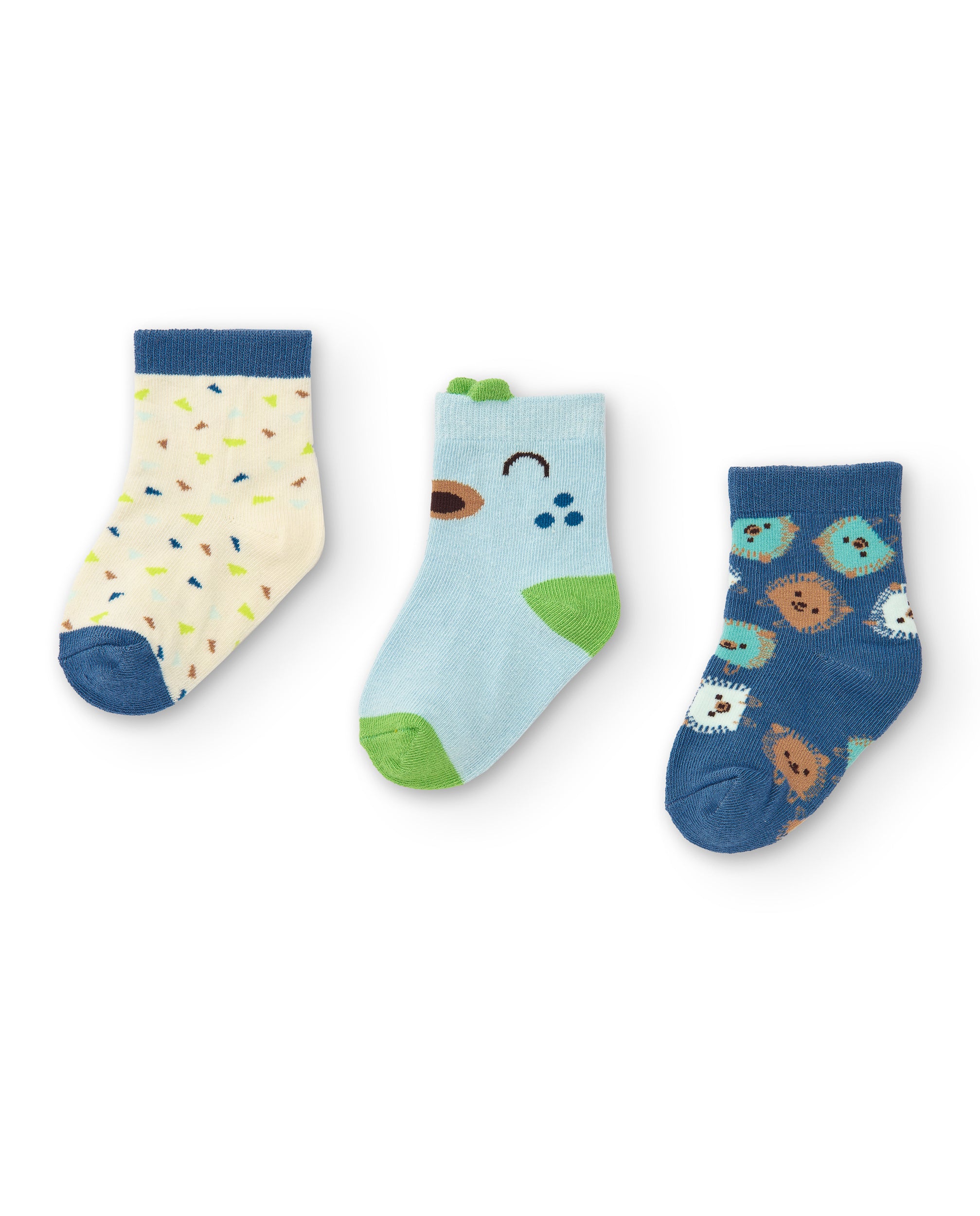 Pack de 3 calcetines para niño en tonos azul y beige con