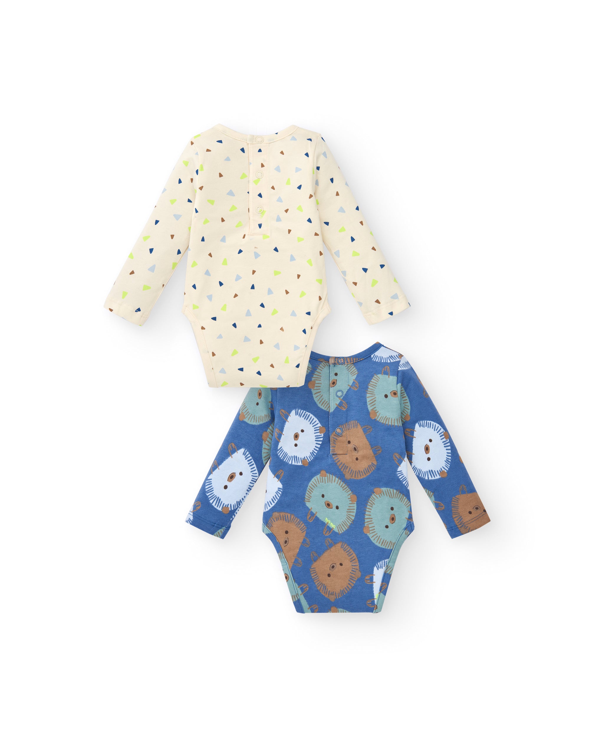 Pack de 2 bodies para niño en beige y azul con estampado de