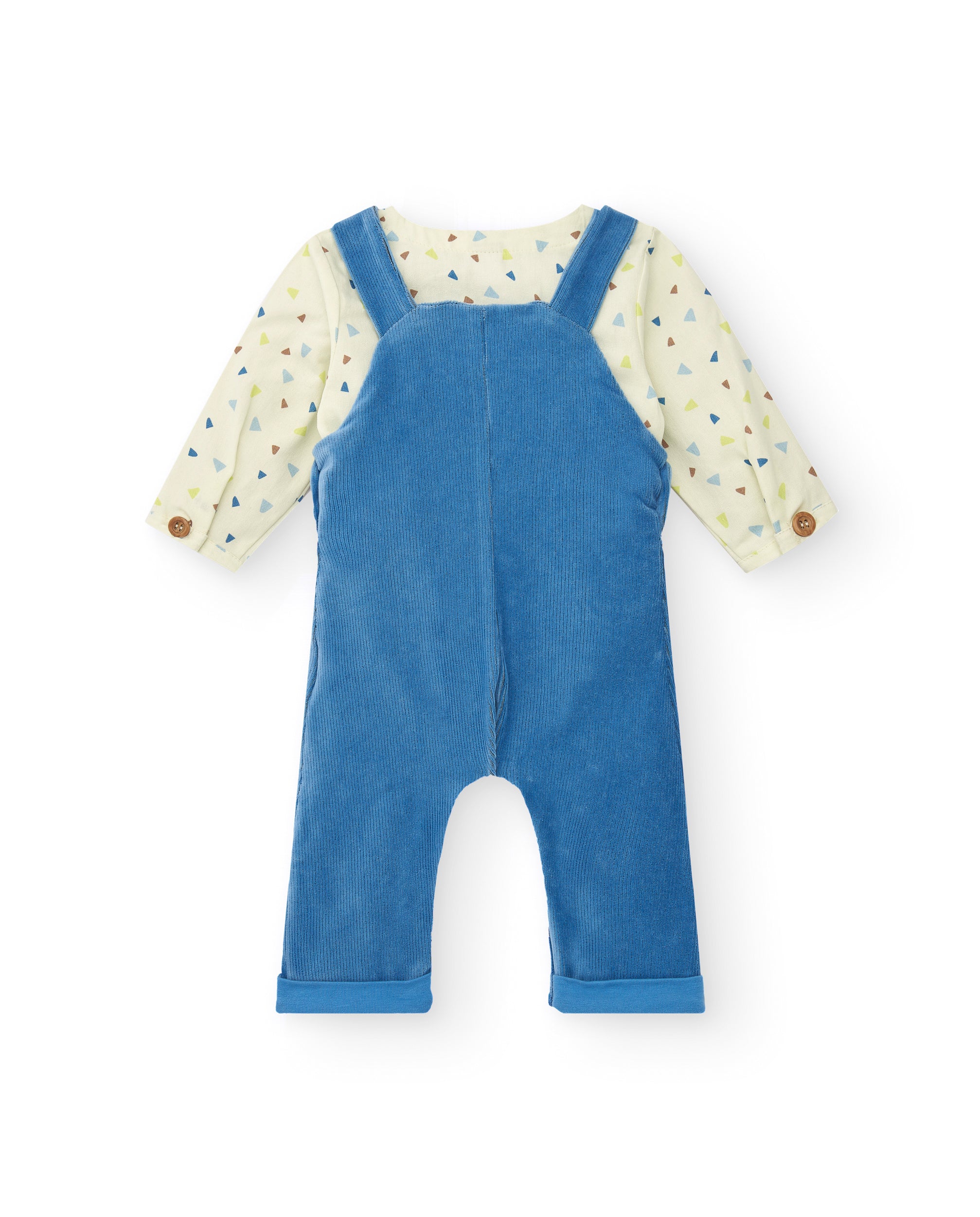 Conjunto de peto y camiseta para niño en azul con detalles de